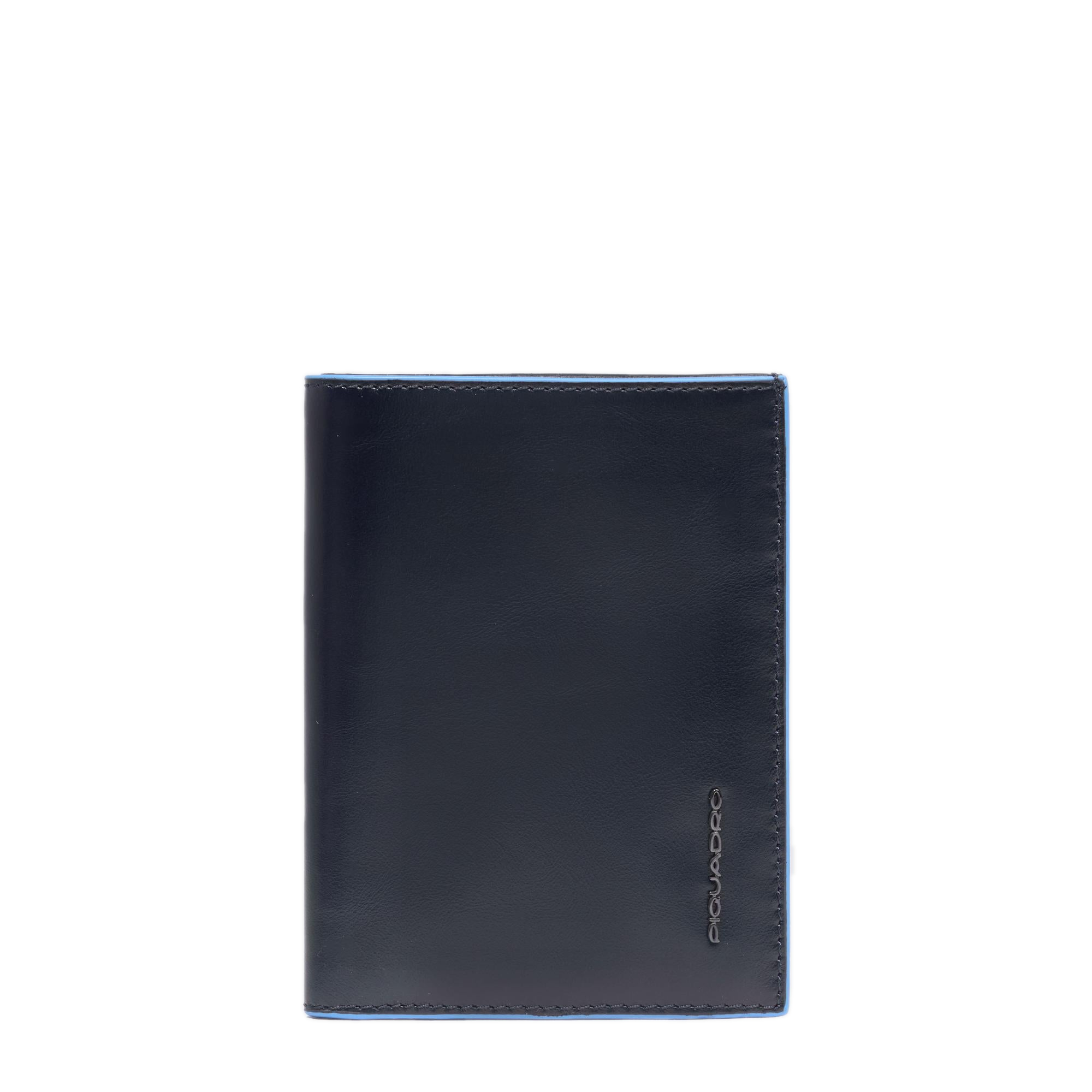 Men's vertical leather wallet with card slots, bill compartment, and RFID protection PIQUADRO Blue