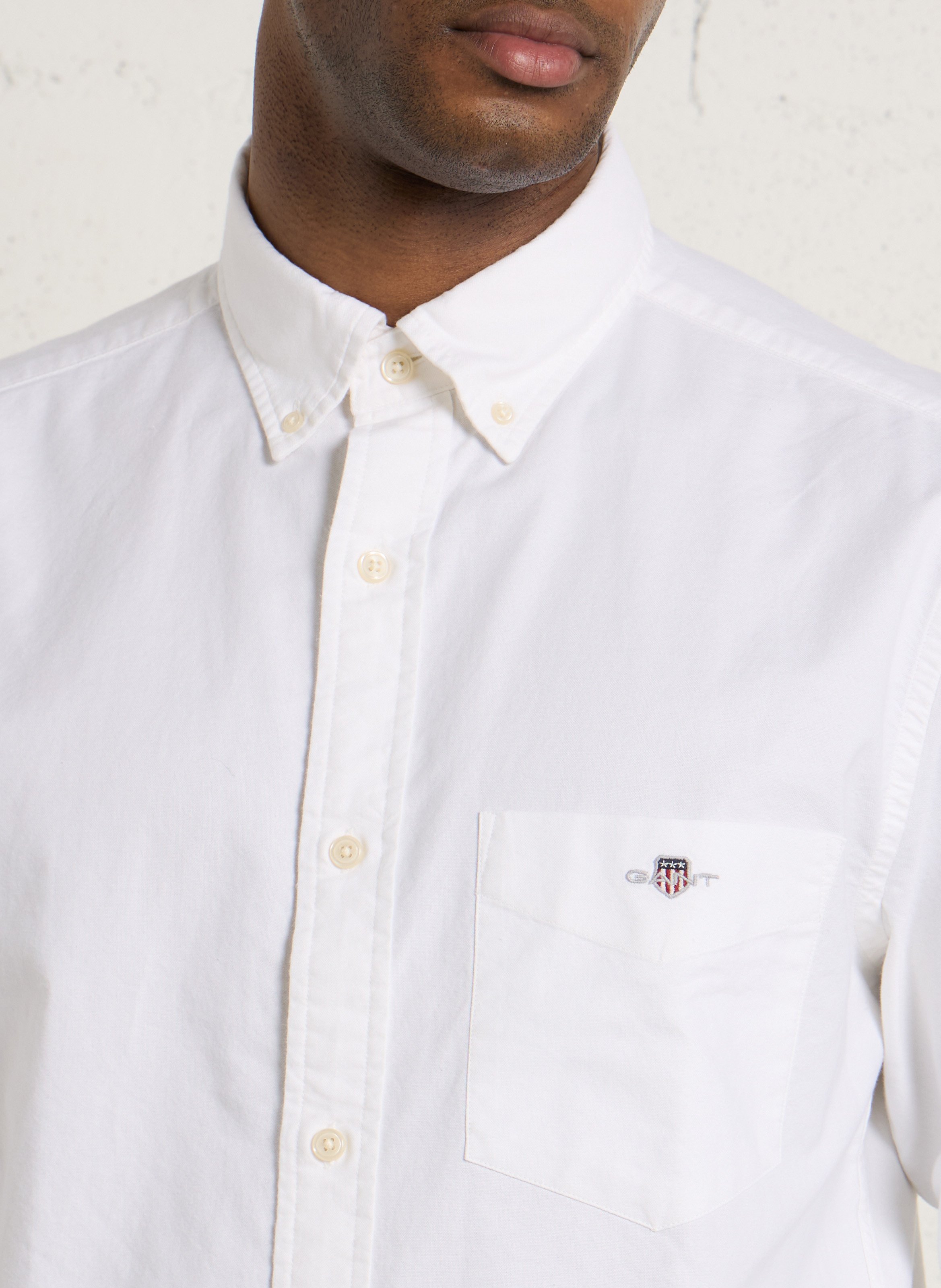 Chemise regular-fit col américain en coton GANT Blanc