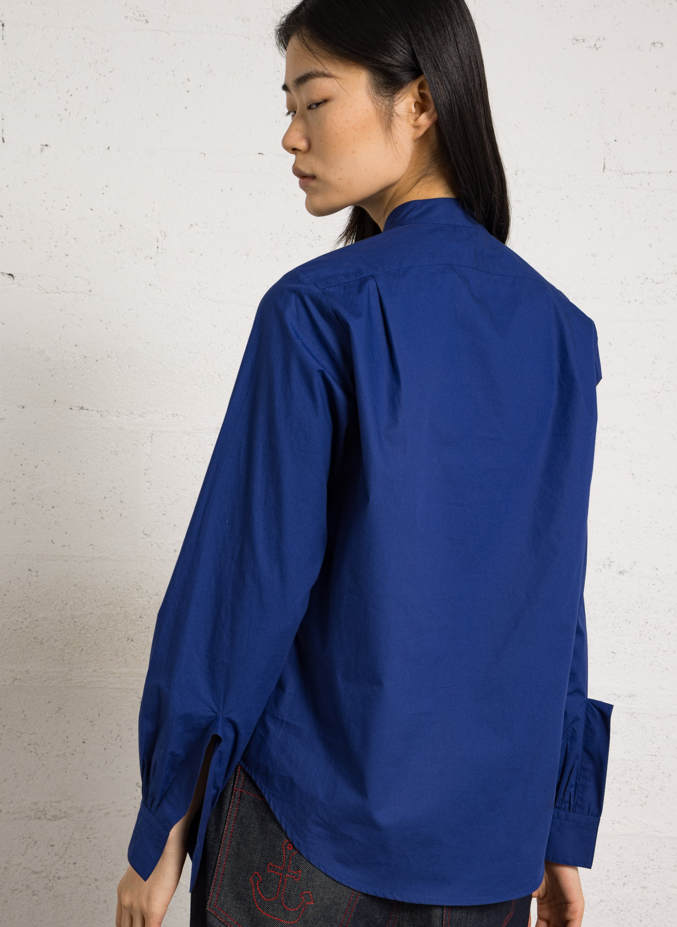 Blouse oversize col tunisien en coton LAURENCE BRAS Bleu