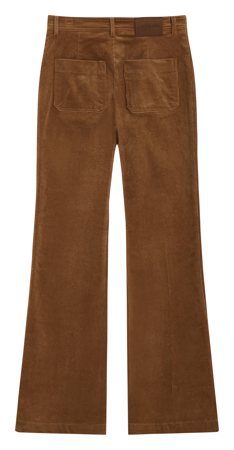 Pantalon droit côtelé en coton mélangé GRACE ET MILA Marron