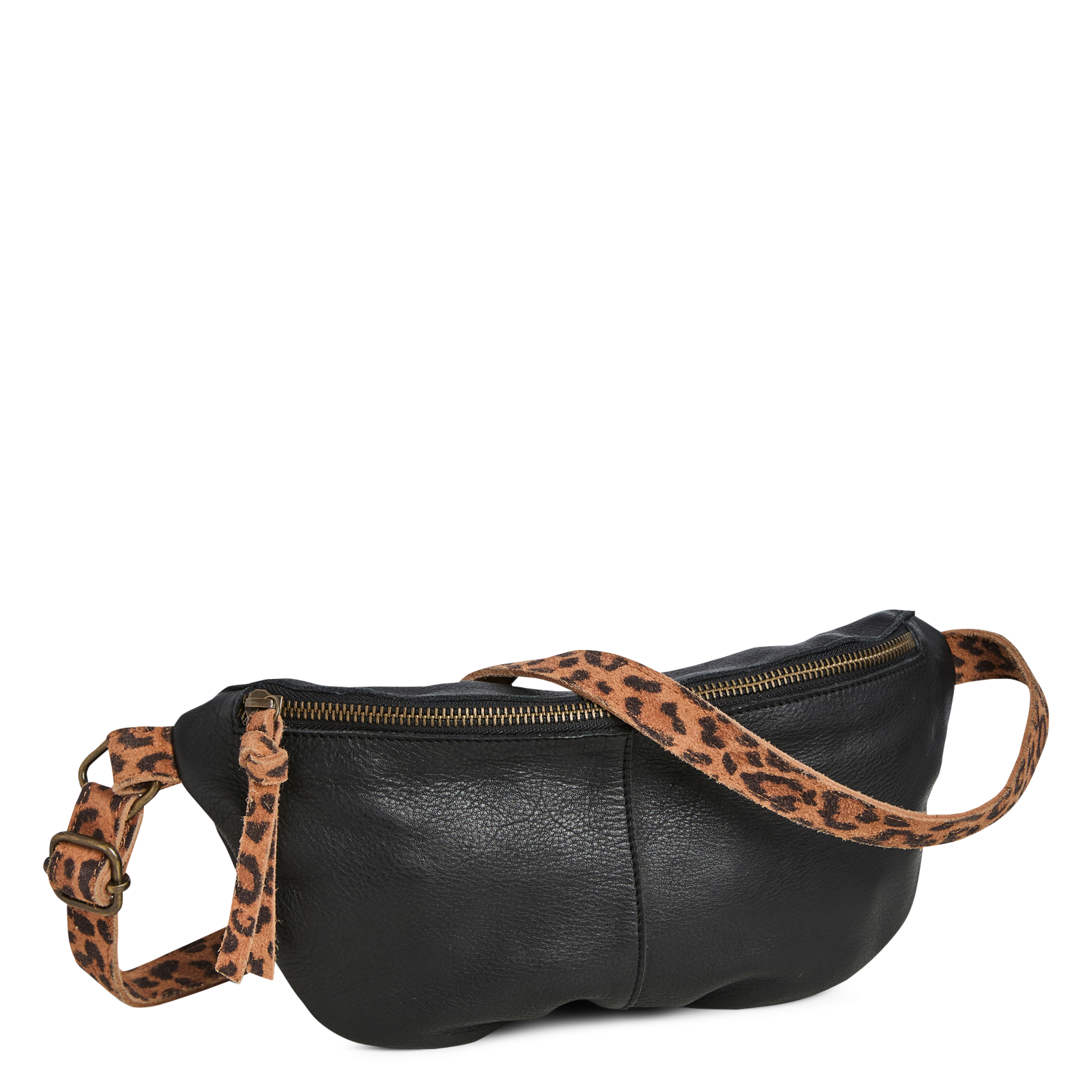 Leren schoudertas PIECES Zwart