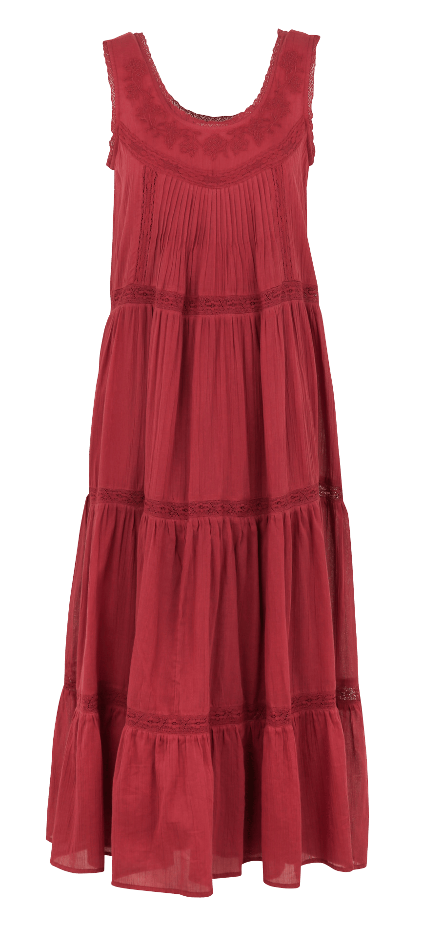 Robe longue col rond en coton SUD EXPRESS Marron