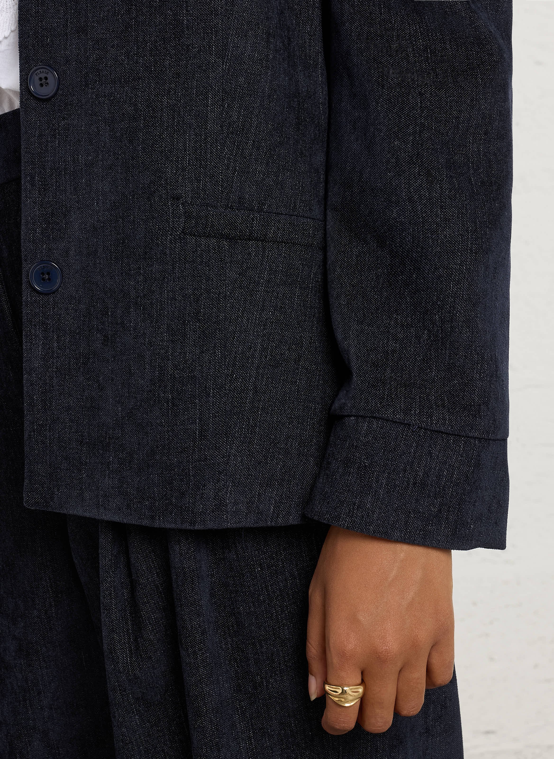 Veste tailleur droite en velours PLEASE Bleu