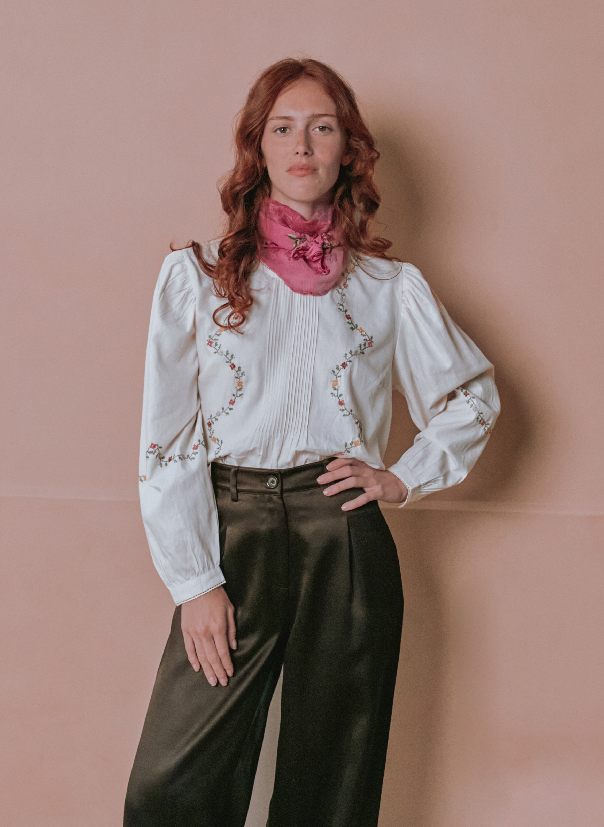 Baumwollbluse mit Rundhalskragen EMILE ET IDA