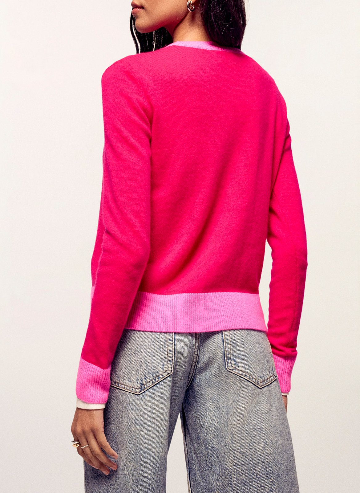 Pull col rond uni en cachemire FROM FUTURE Rose