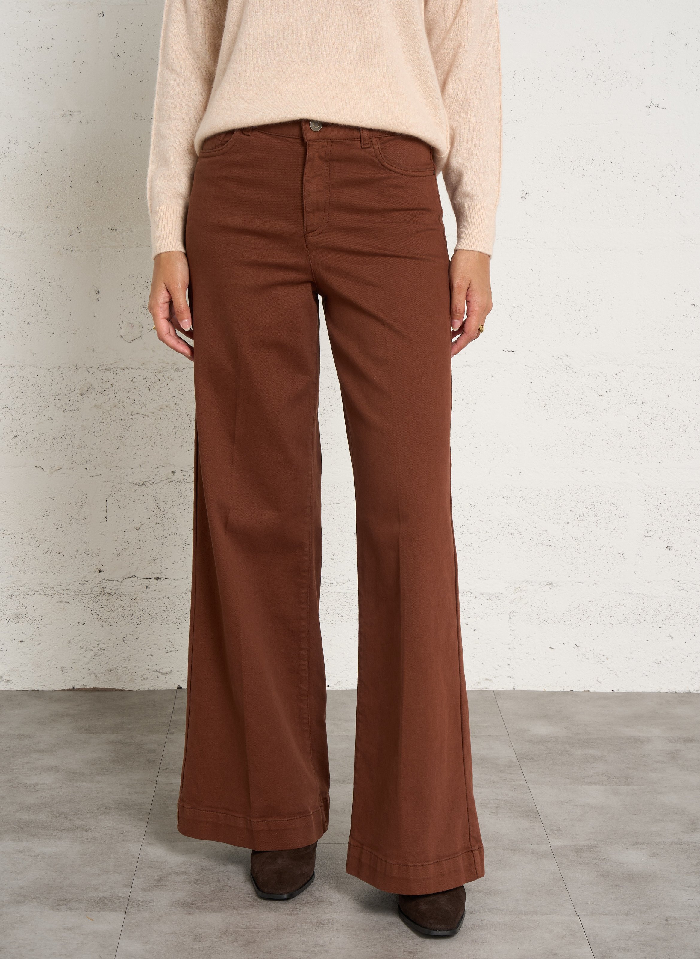 Gerade geschnittene Hose aus gemischter Baumwolle MAISON 123 Beige