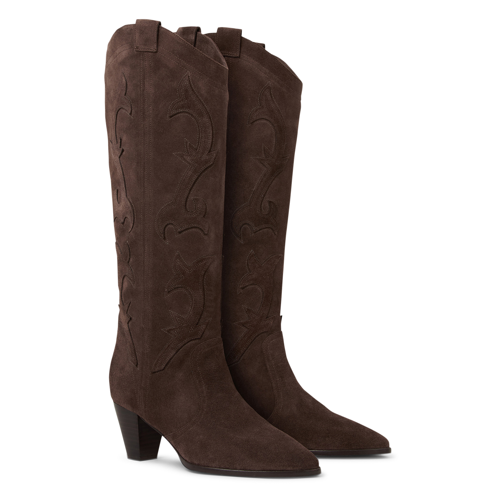Lederstiefel mit Arabeskenstickerei BA&SH Braun