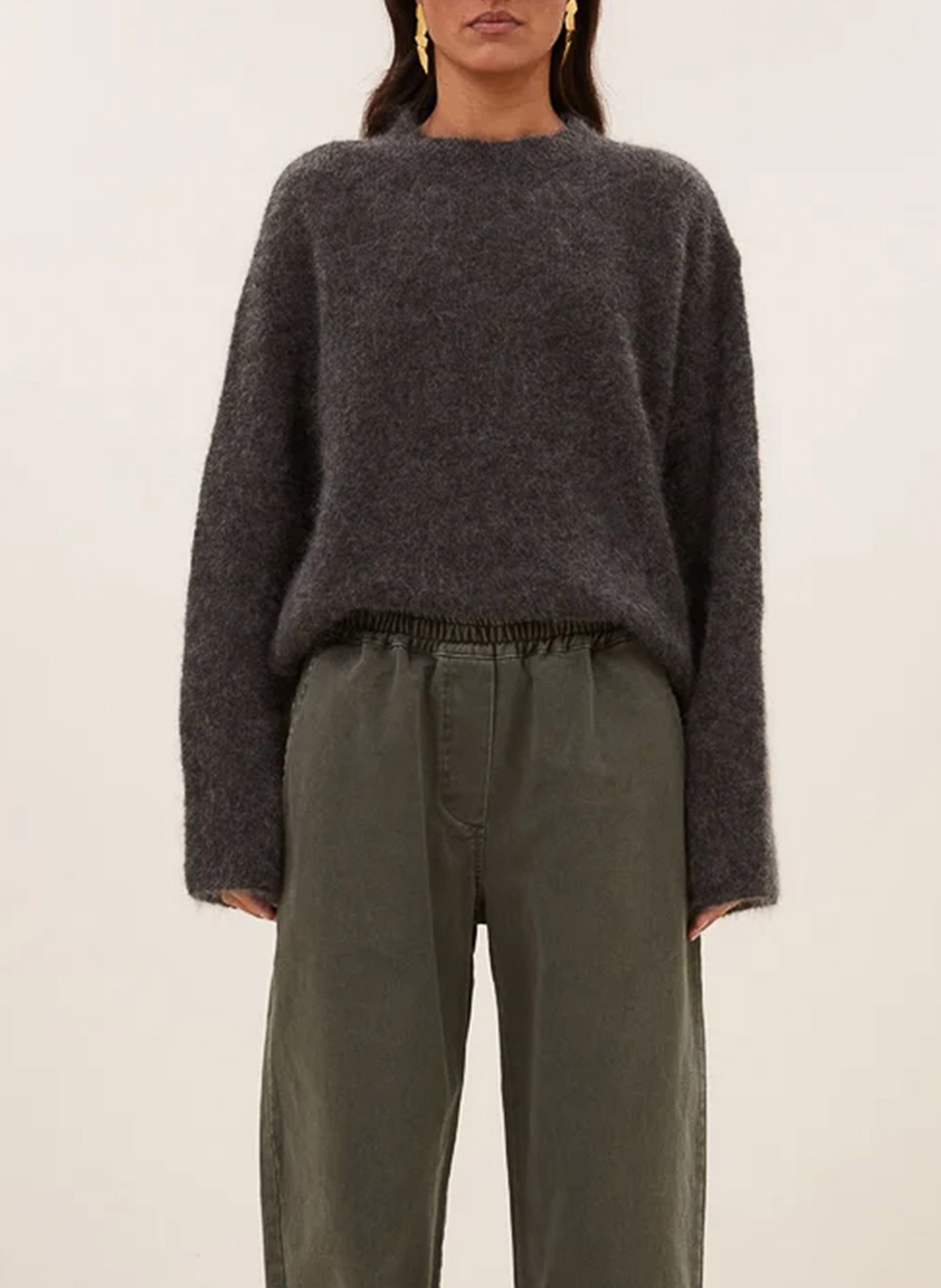 Oversized wool-blend sweater BY BAR Brown