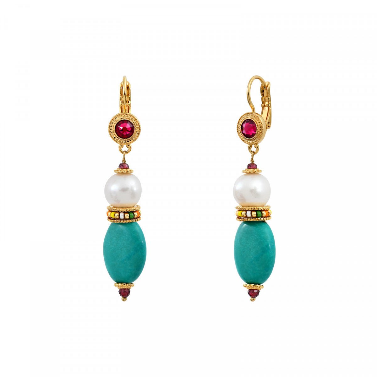 Sleeper earrings in gold-plated finish SATELLITE PARIS Green