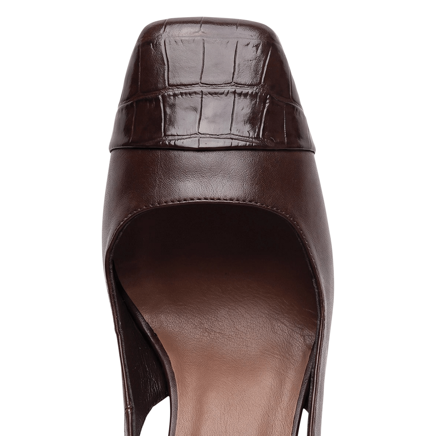 Platte ballerina's van leer met krokodillenlook JONAK Bruin