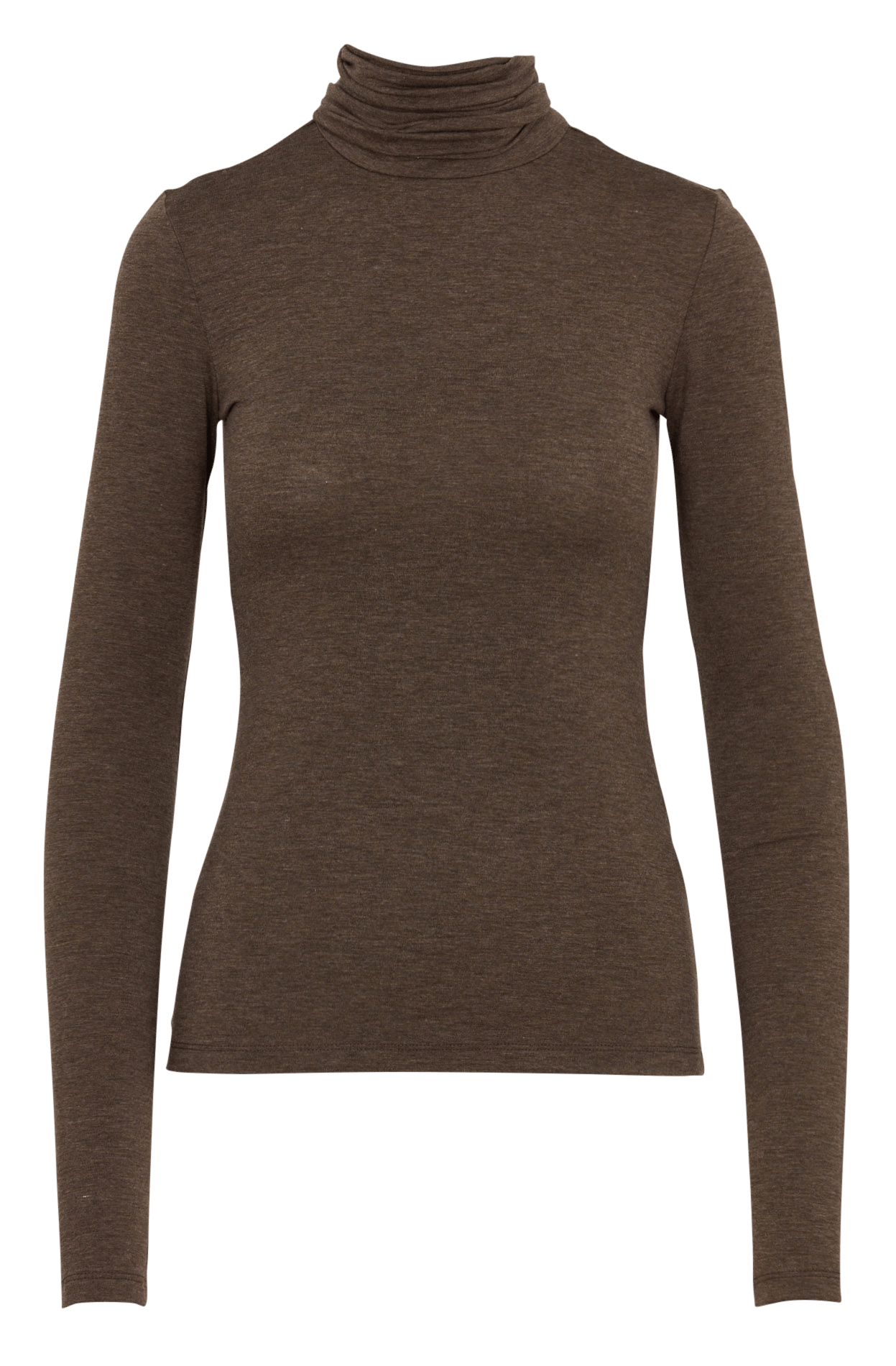 Tailliertes Langarm-Top mit Rollkragen | Beige PLEASE Damen