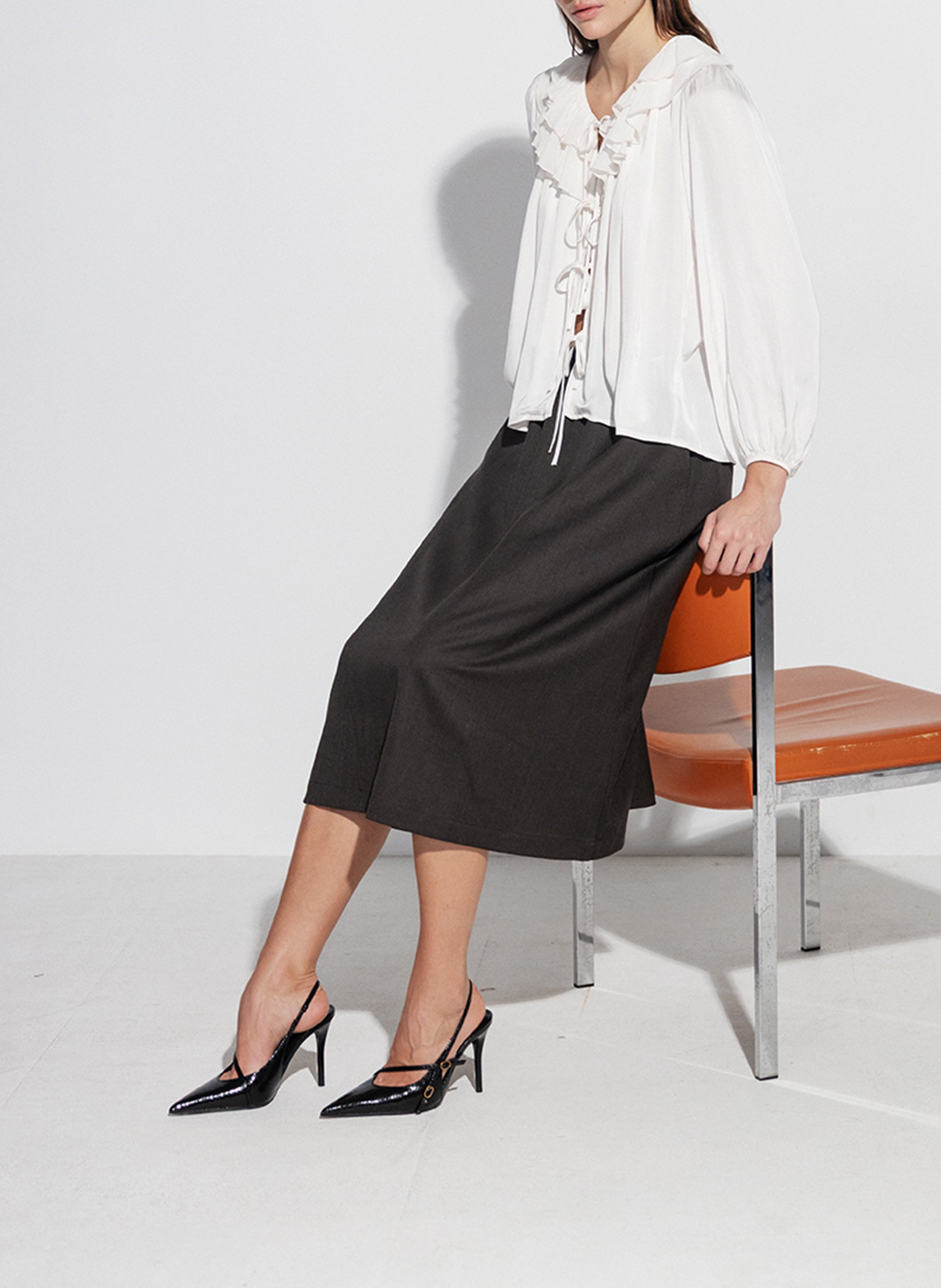 Loose-fit round-neck blouse PROJECT-AJ117 White