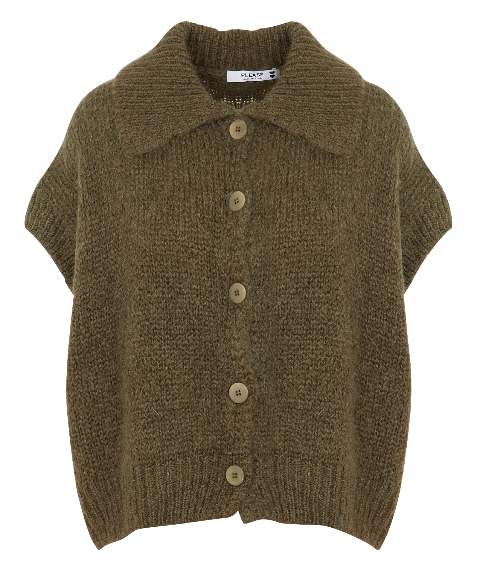 Cardigan with classic collar PLEASE Khaki