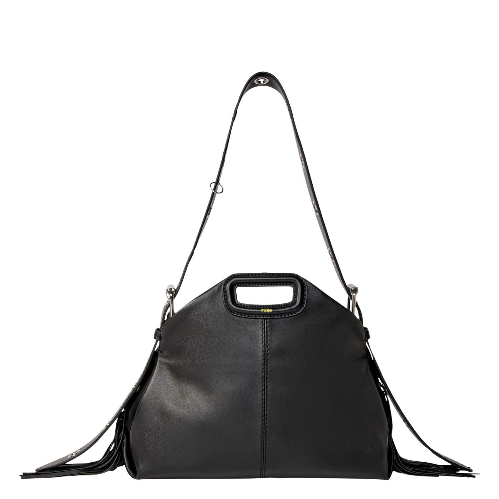 Gladde, leren schoudertas MAJE Zwart