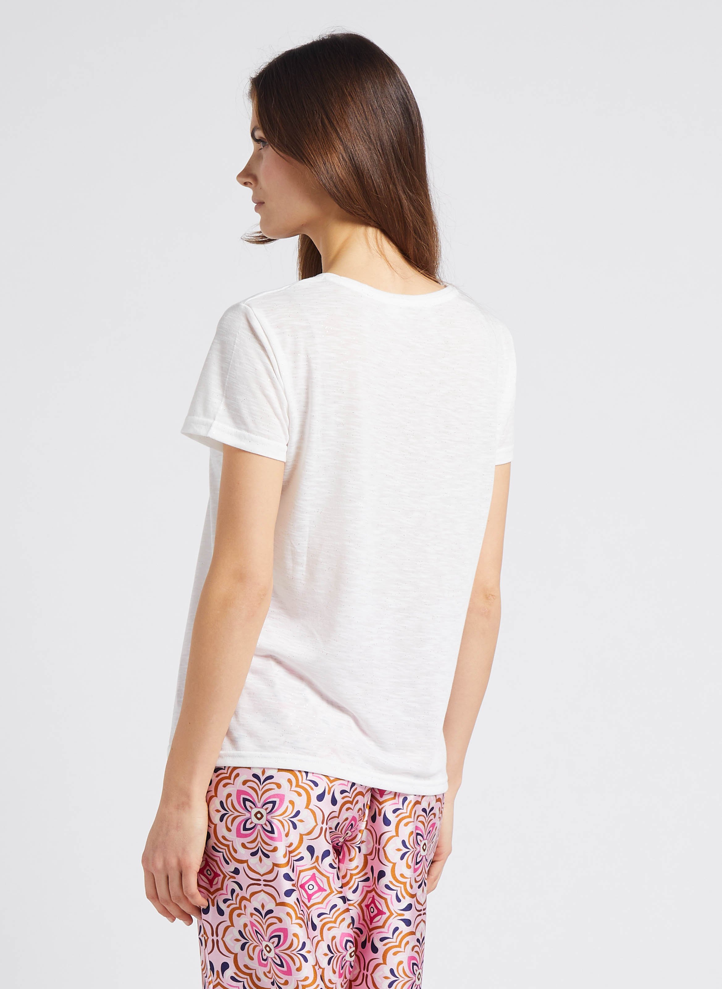 Tee-shirt col rond pailleté LA PETITE ETOILE Blanc