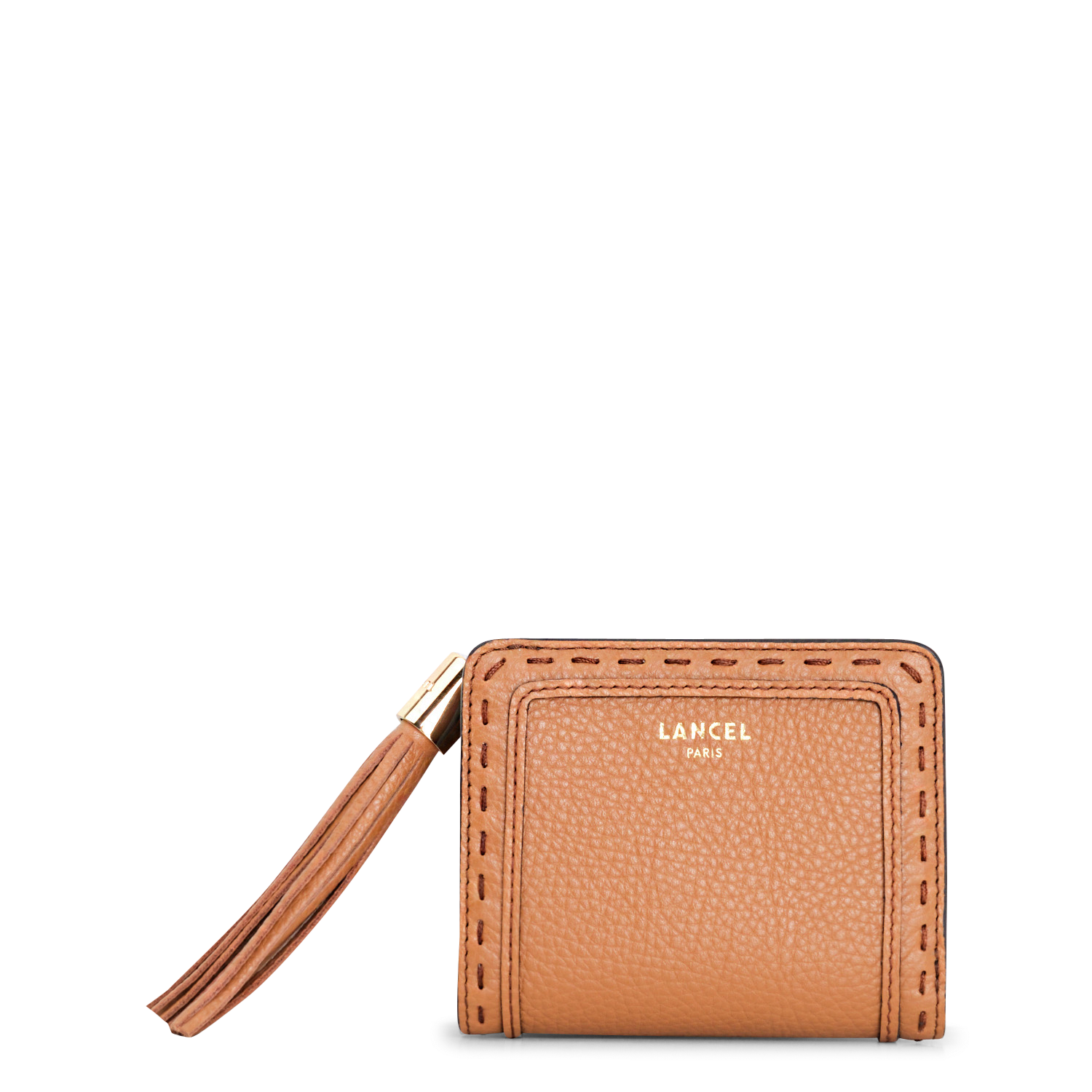 Portefeuille compact zippé en cuir  LANCEL Beige