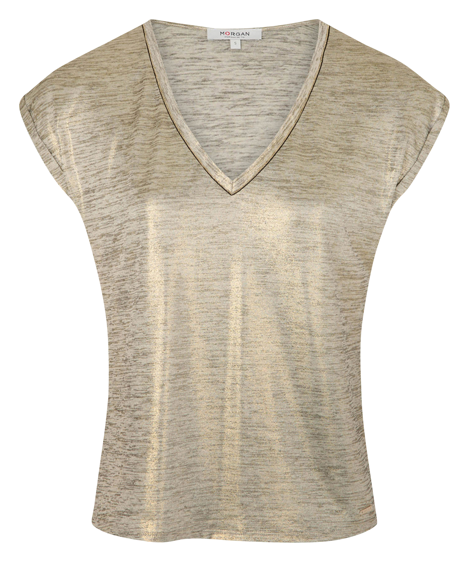 Tee-shirt manches courtes métallisé MORGAN Doré