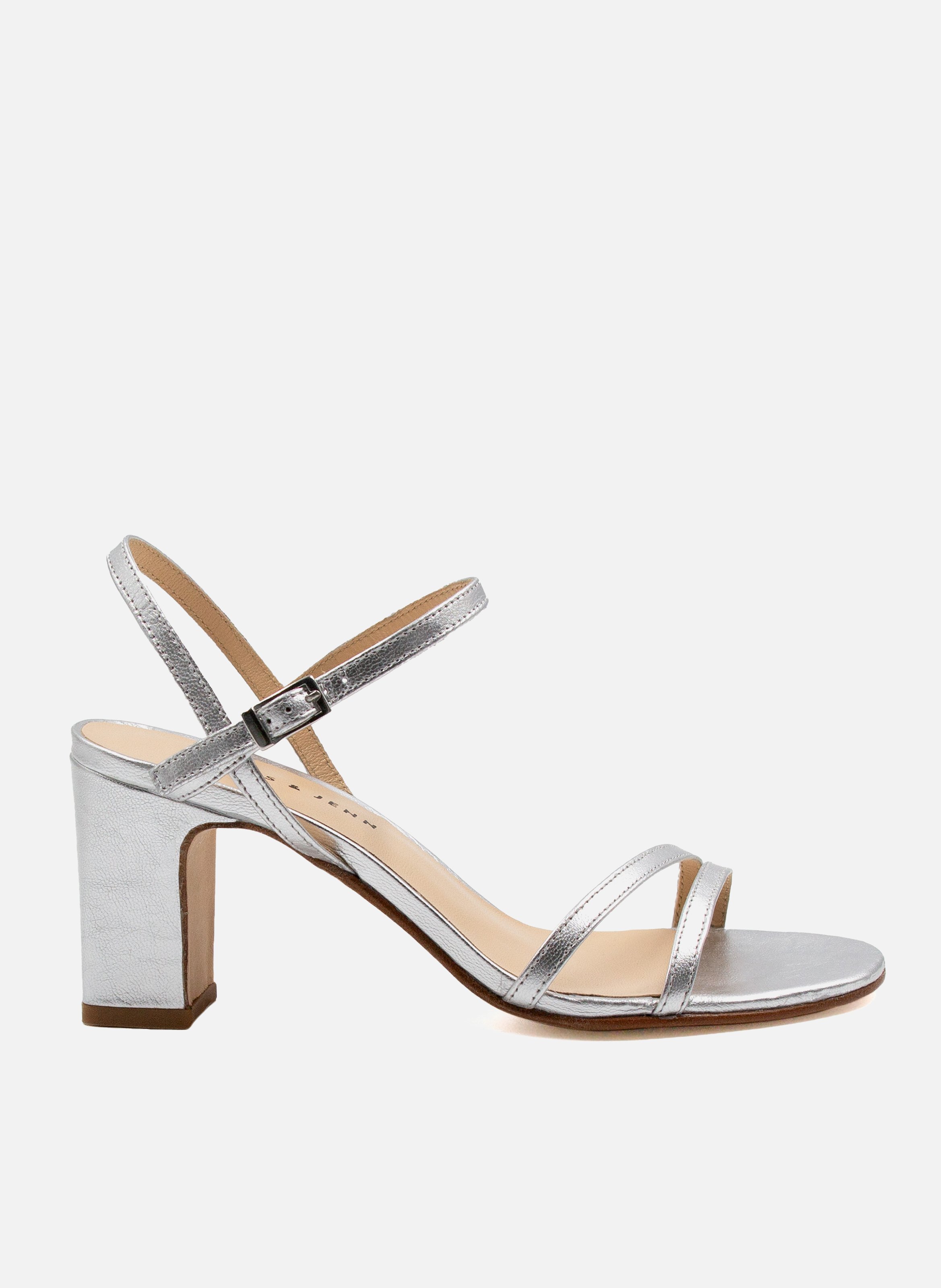 Strappy metallic leather heels JULES & JENN Silver