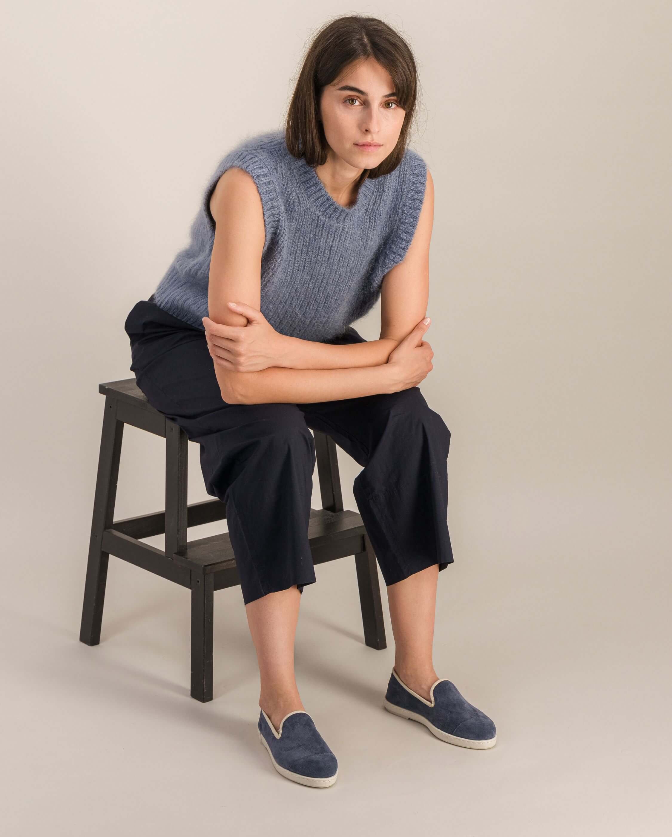 Women's leather slipper, denim blue ANGARDE Blue