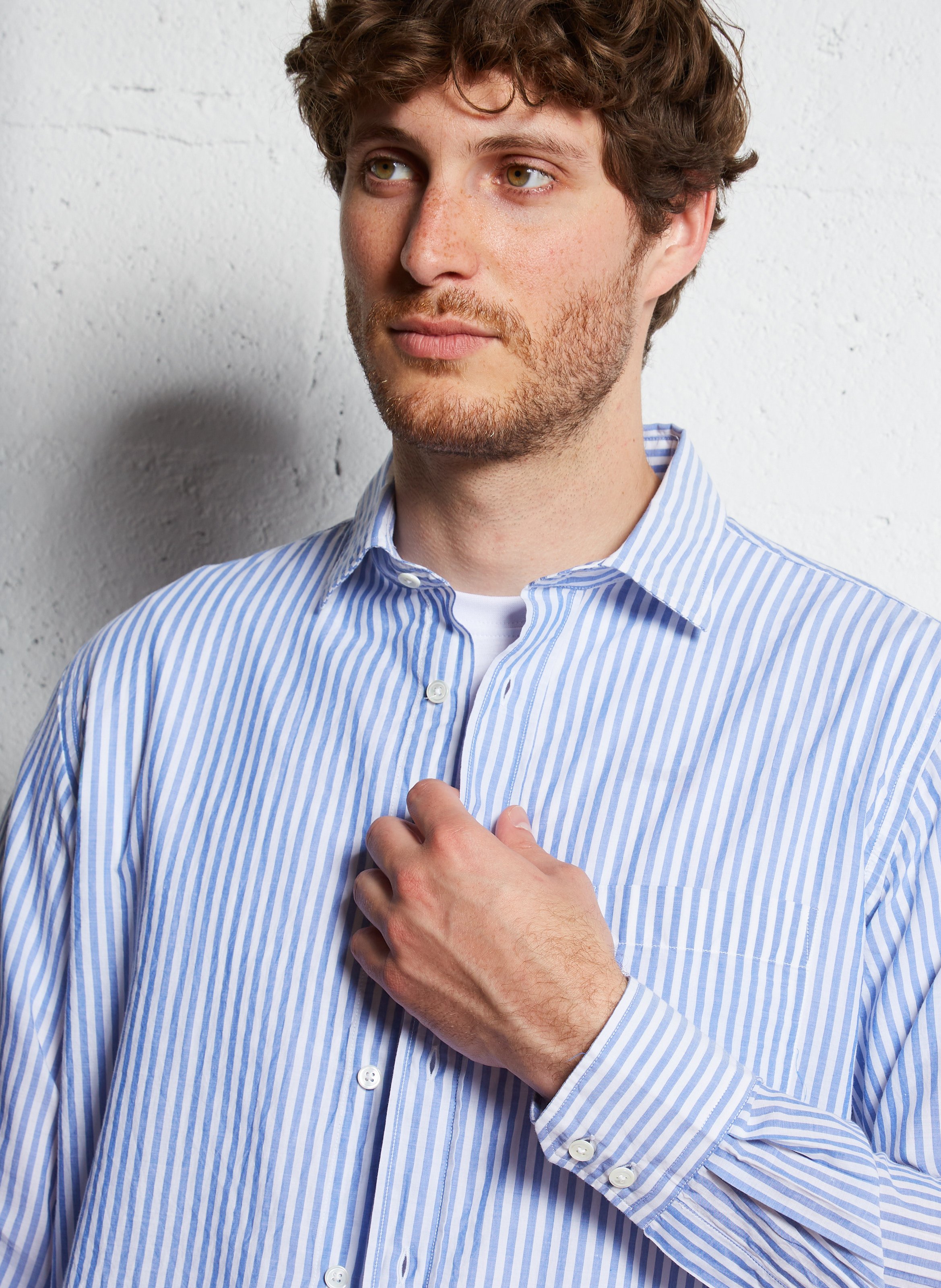 Shirt with classic collar in cotton HARTFORD Blue