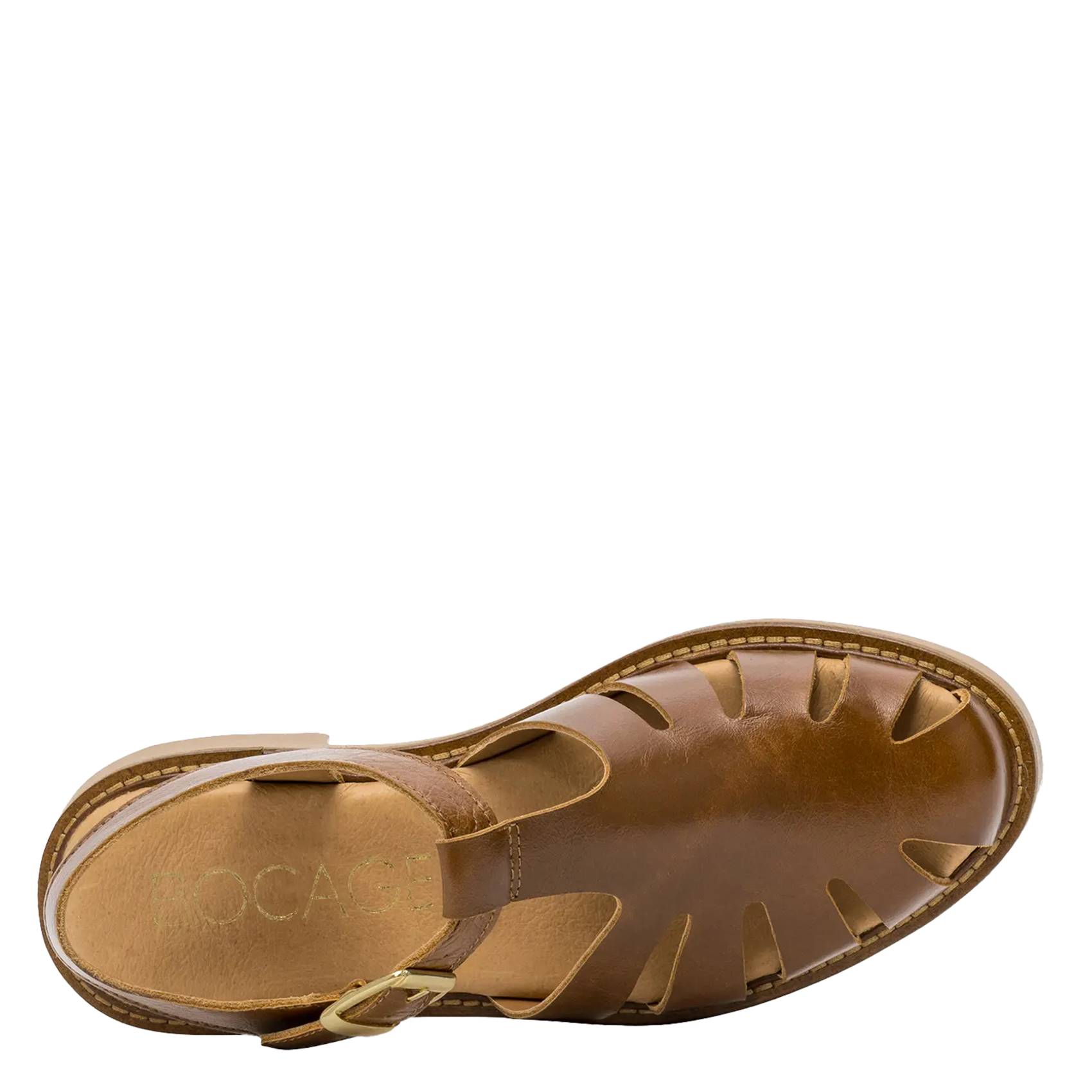 Flache Ledersandalen mit runder Spitze BOCAGE Braun