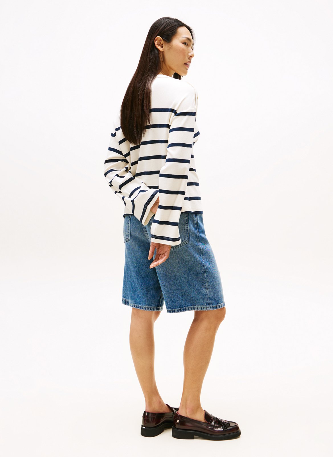 Straight striped cotton T-shirt TOMMY HILFIGER White