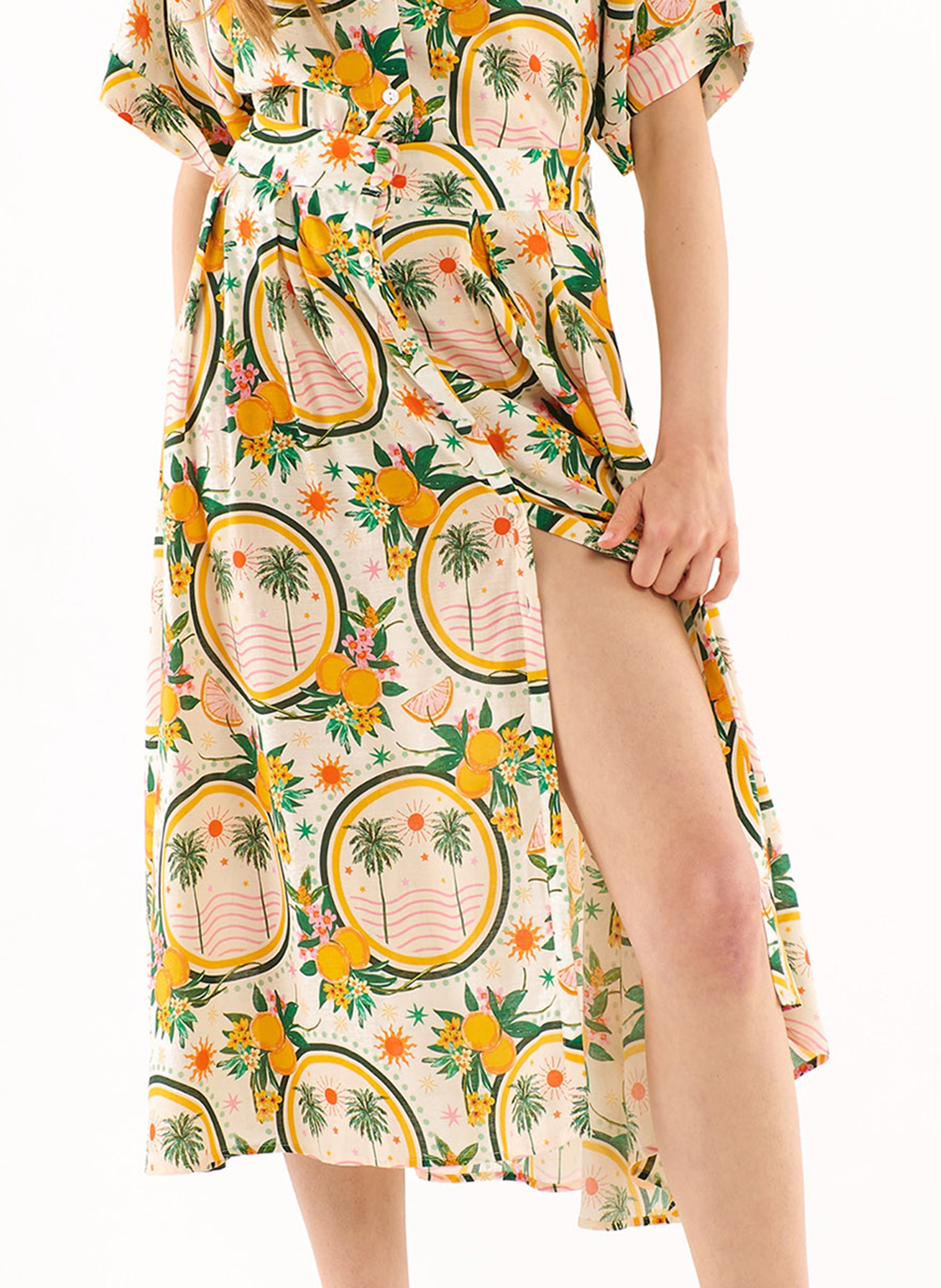 Ausgestellter Midi-Rock WILD Gelb