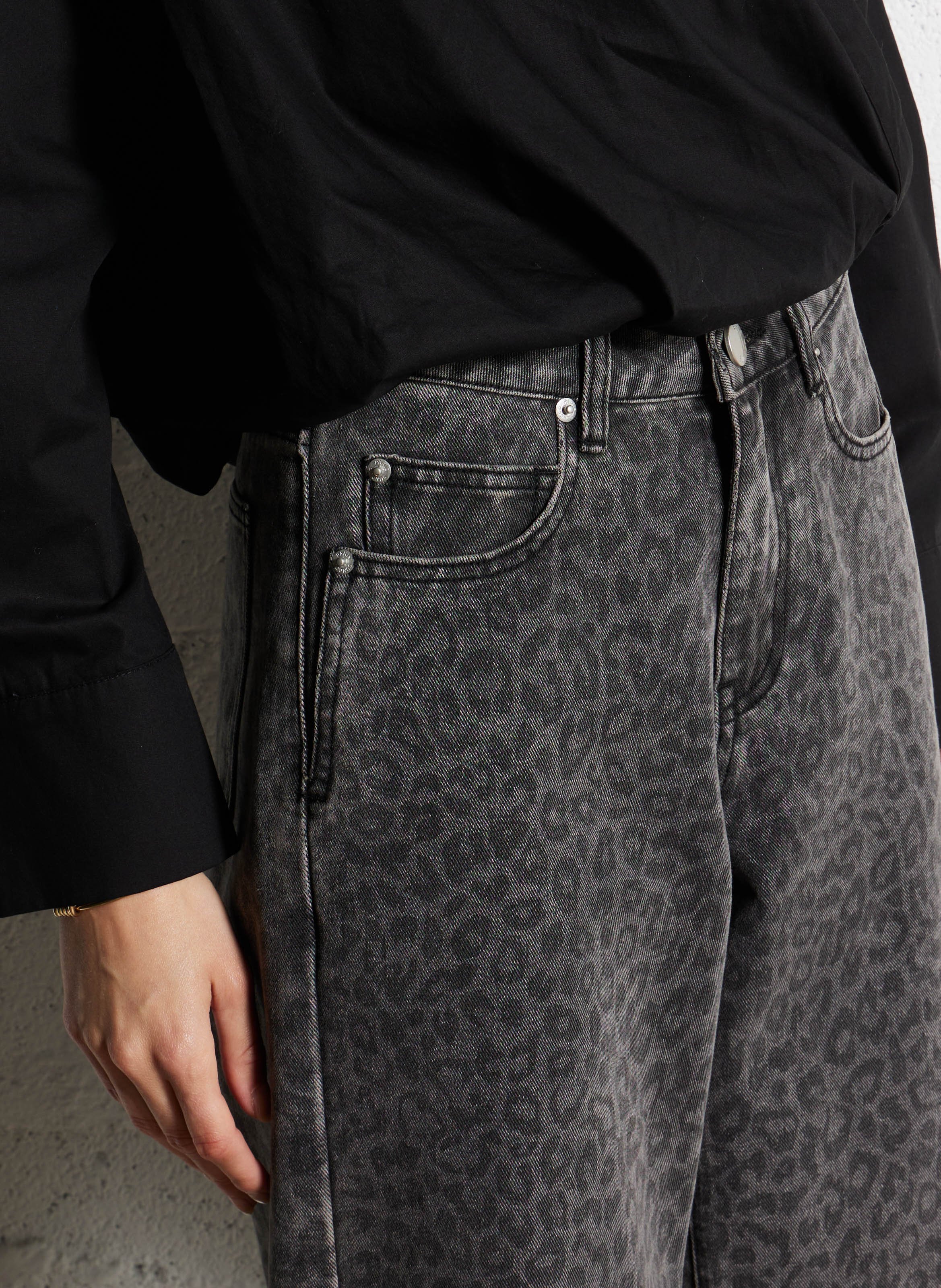 Jean droit en coton mélangé SUNCOO Noir