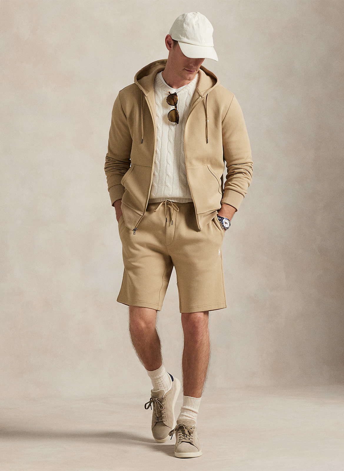 Zip-up soft cotton hoodie POLO RALPH LAUREN Khaki