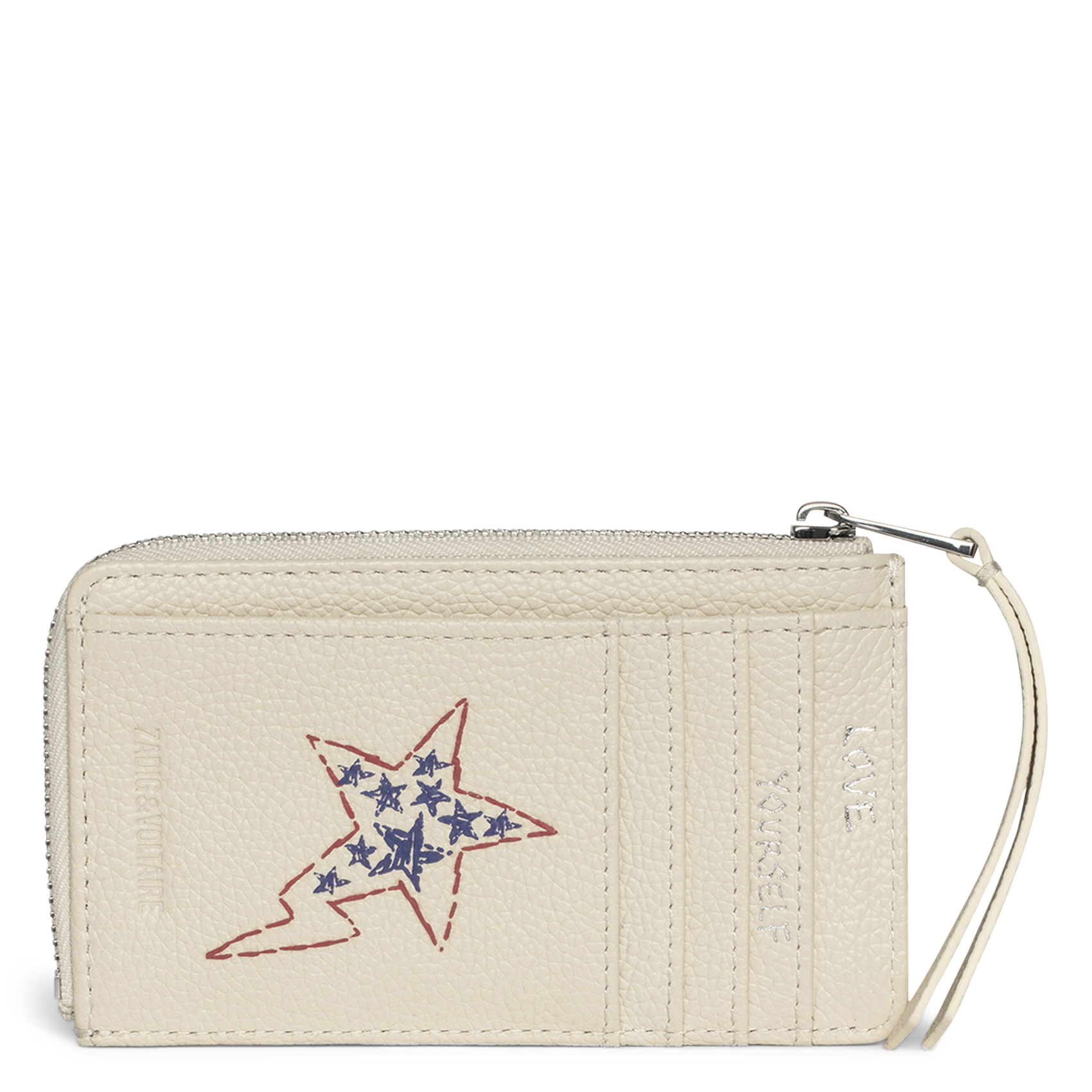 Porte-cartes en cuir grainé à imprimé ZADIG&VOLTAIRE Blanco