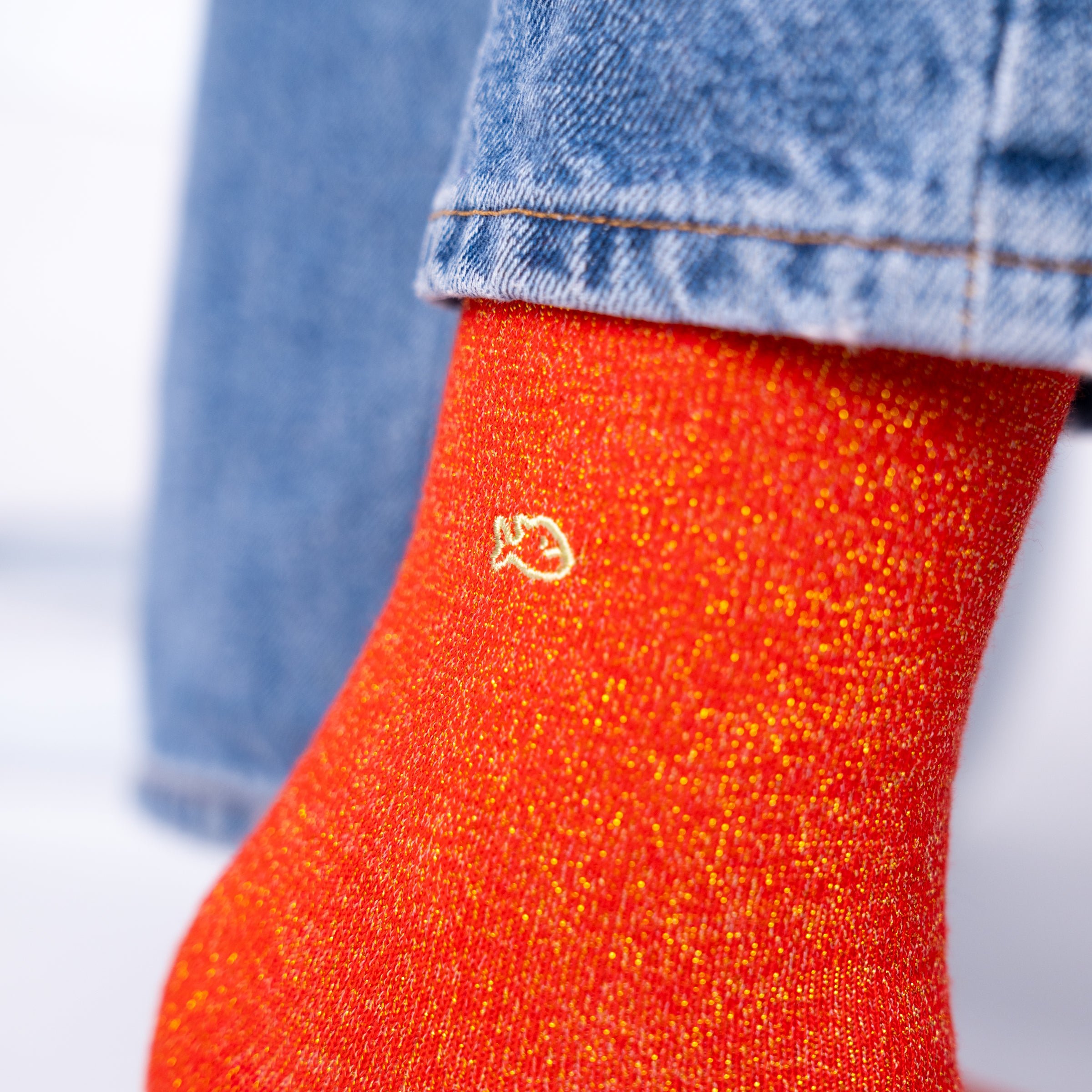 Solid Combed Cotton Glittery Socks BILLYBELT Orange