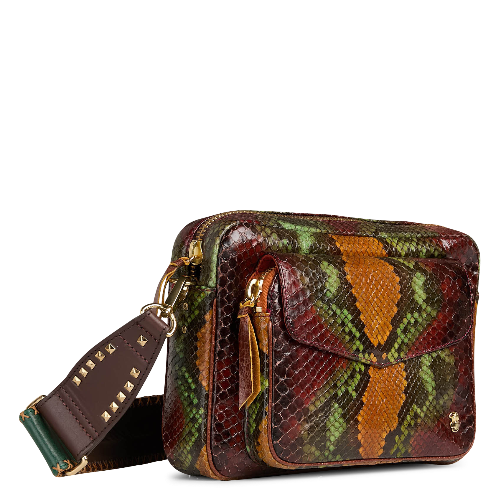 Sac porté épaule en cuir imprimé CLARIS VIROT Marron