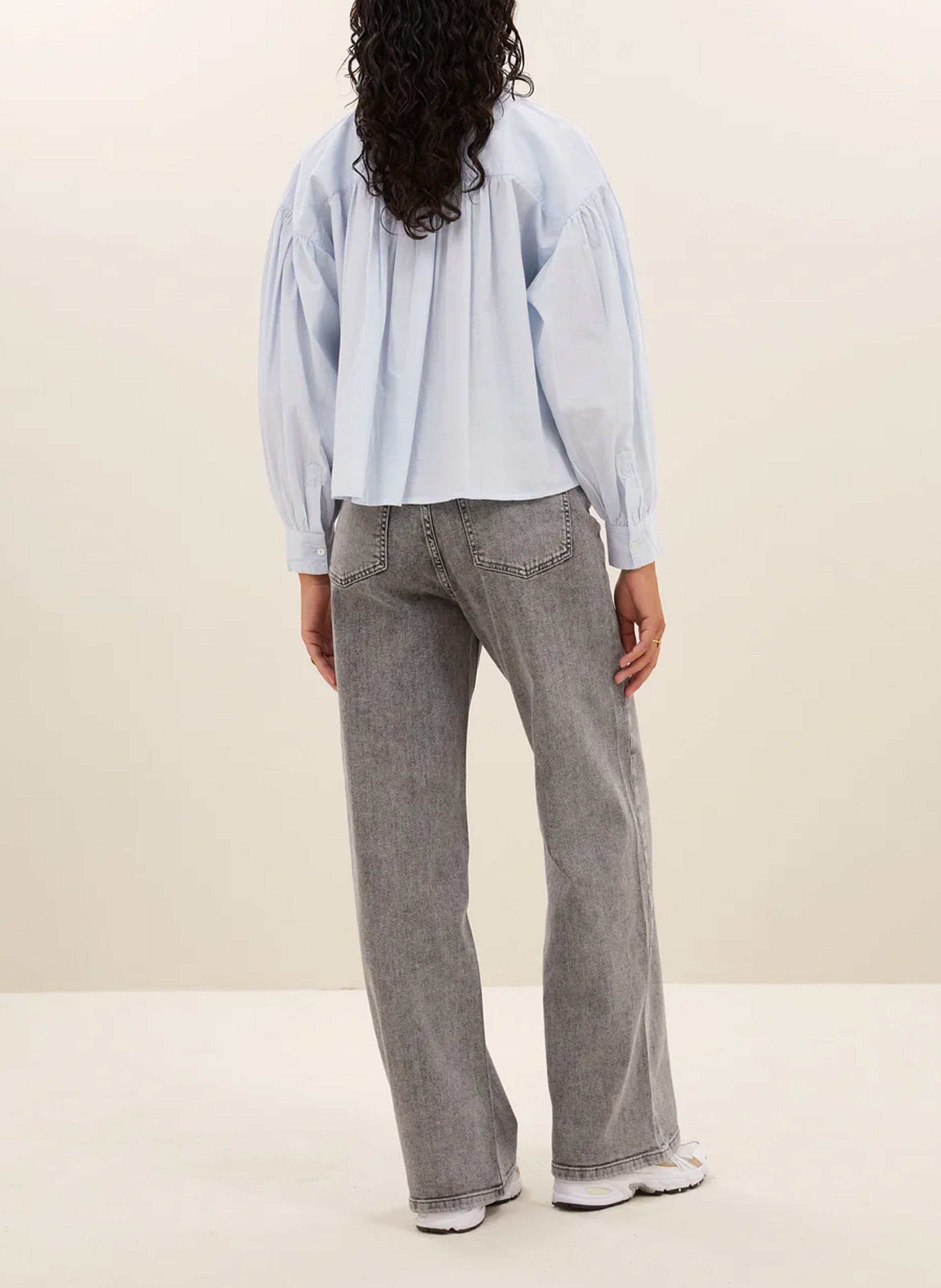 Jean ample taille haute en coton mélangé BY BAR Gris