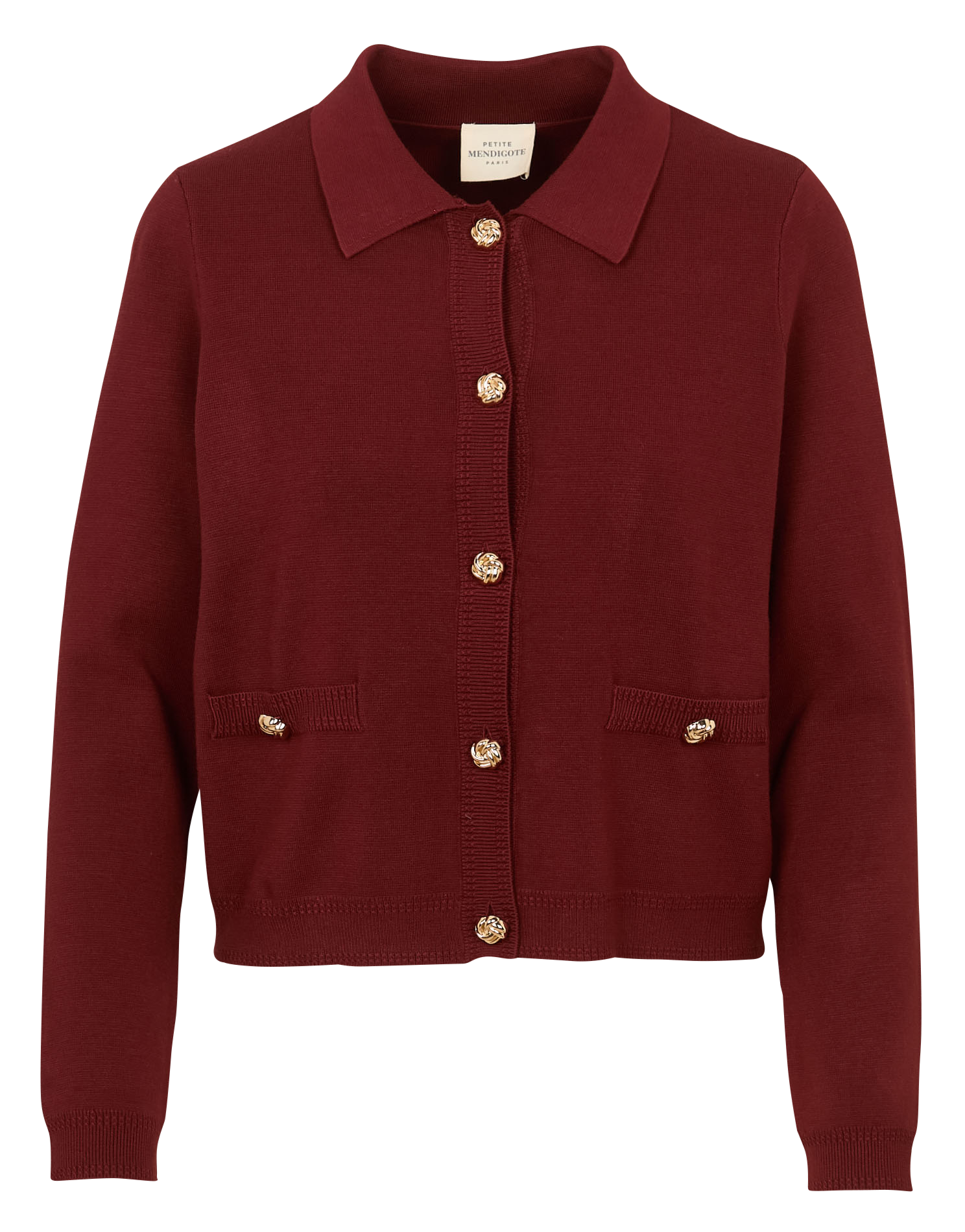 Straight cardigan with classic collar PETITE MENDIGOTE Brown