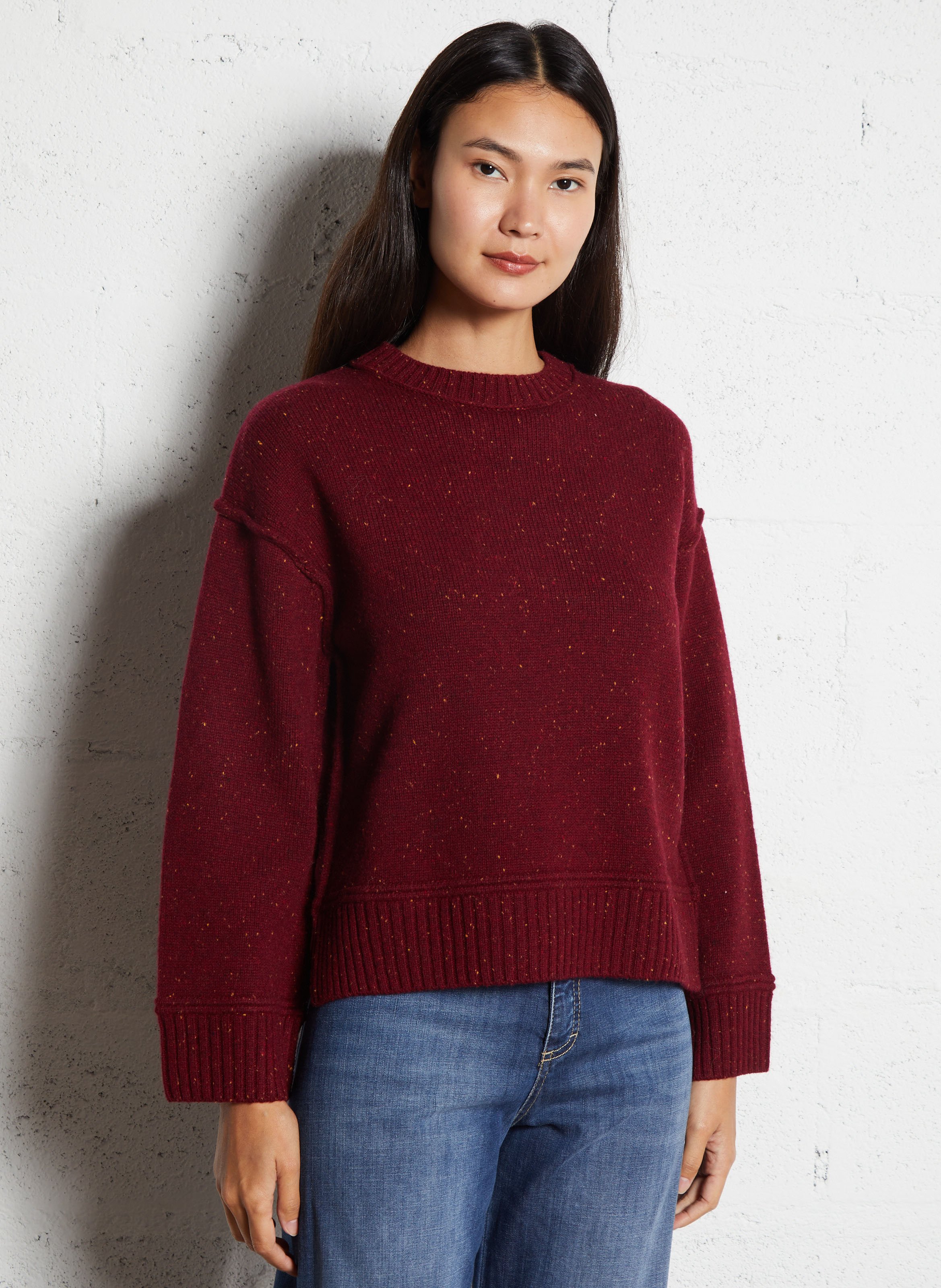 Pull col rond en laine MAISON 123 Rouge