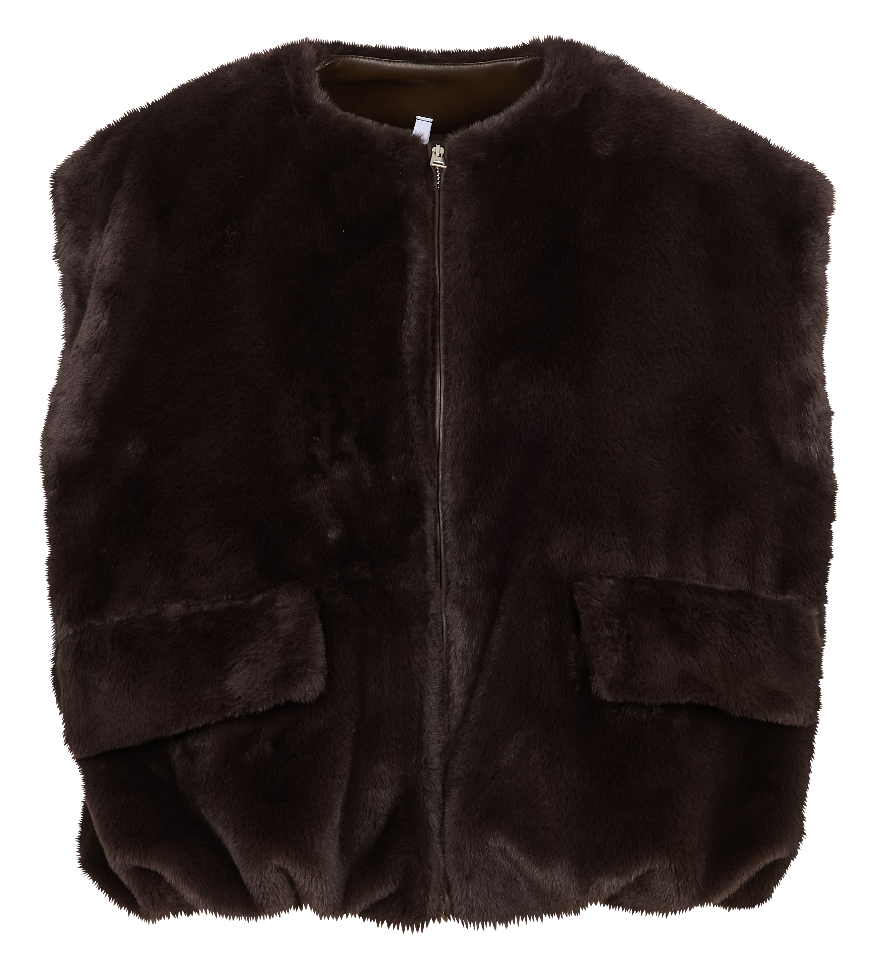 Gilet en fourrure synthétique col rond IMPERIAL Marron