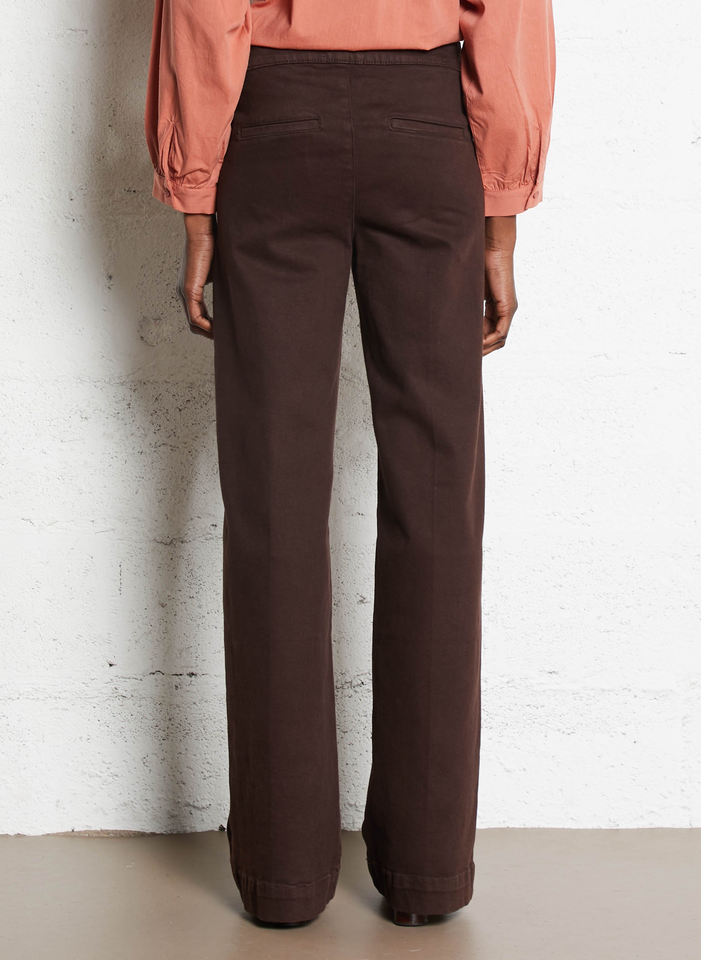 Wide-leg stretch cotton sailor-style jeans MAISON 123 Brown