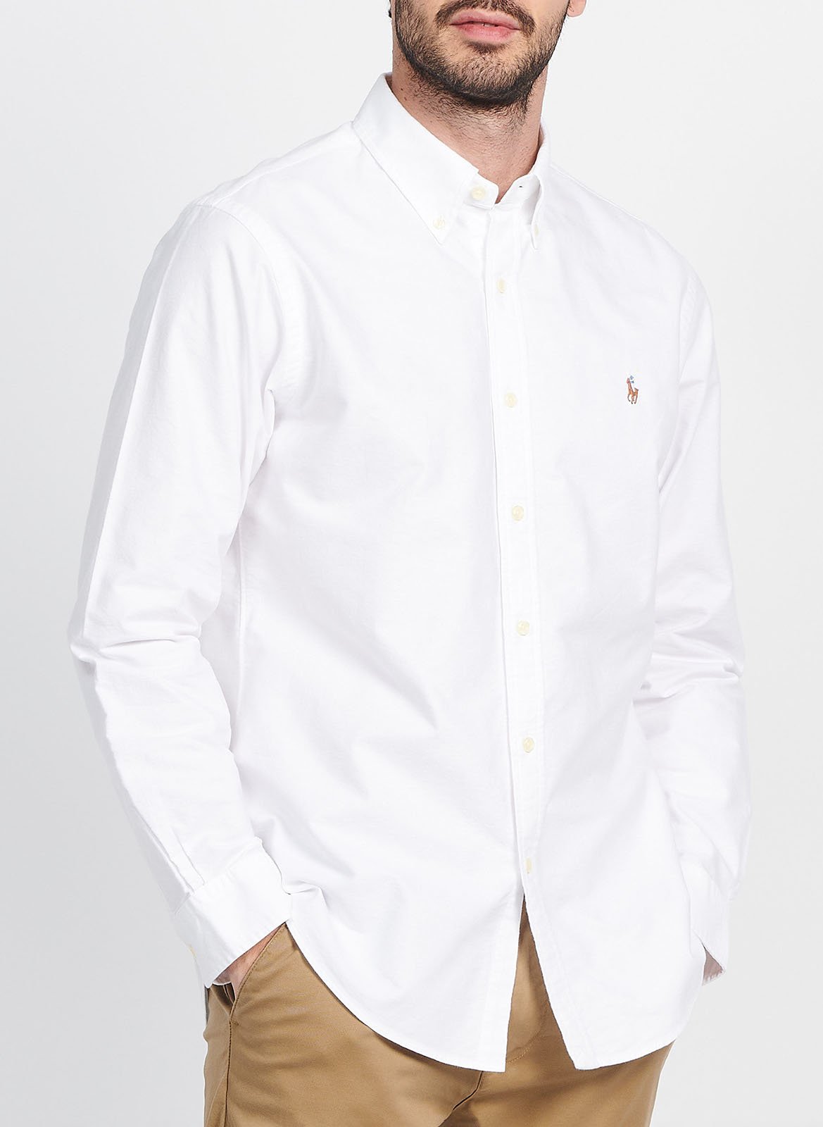 Baumwollhemd mit Button-down-Kragen, Regular Fit POLO RALPH LAUREN Weiss