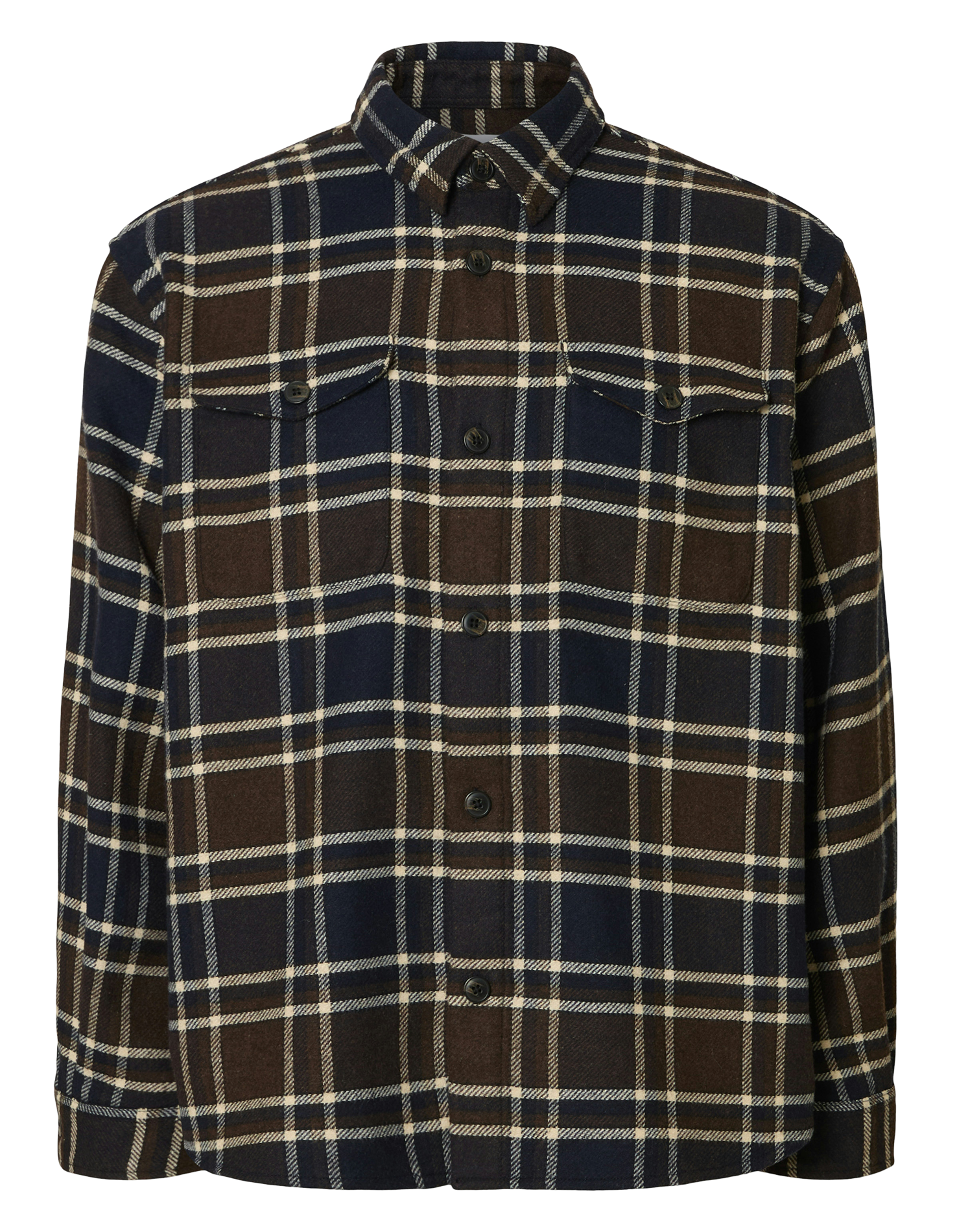 Checked shirt with classic collar SELECTED Brown