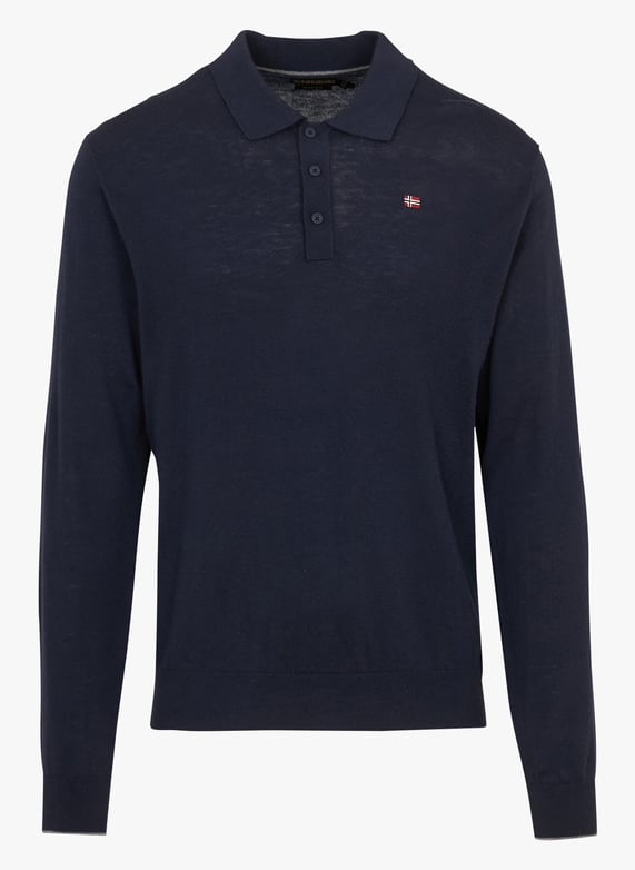 Lange mouw wollen polo Blu marine Napapijri Heren Place des