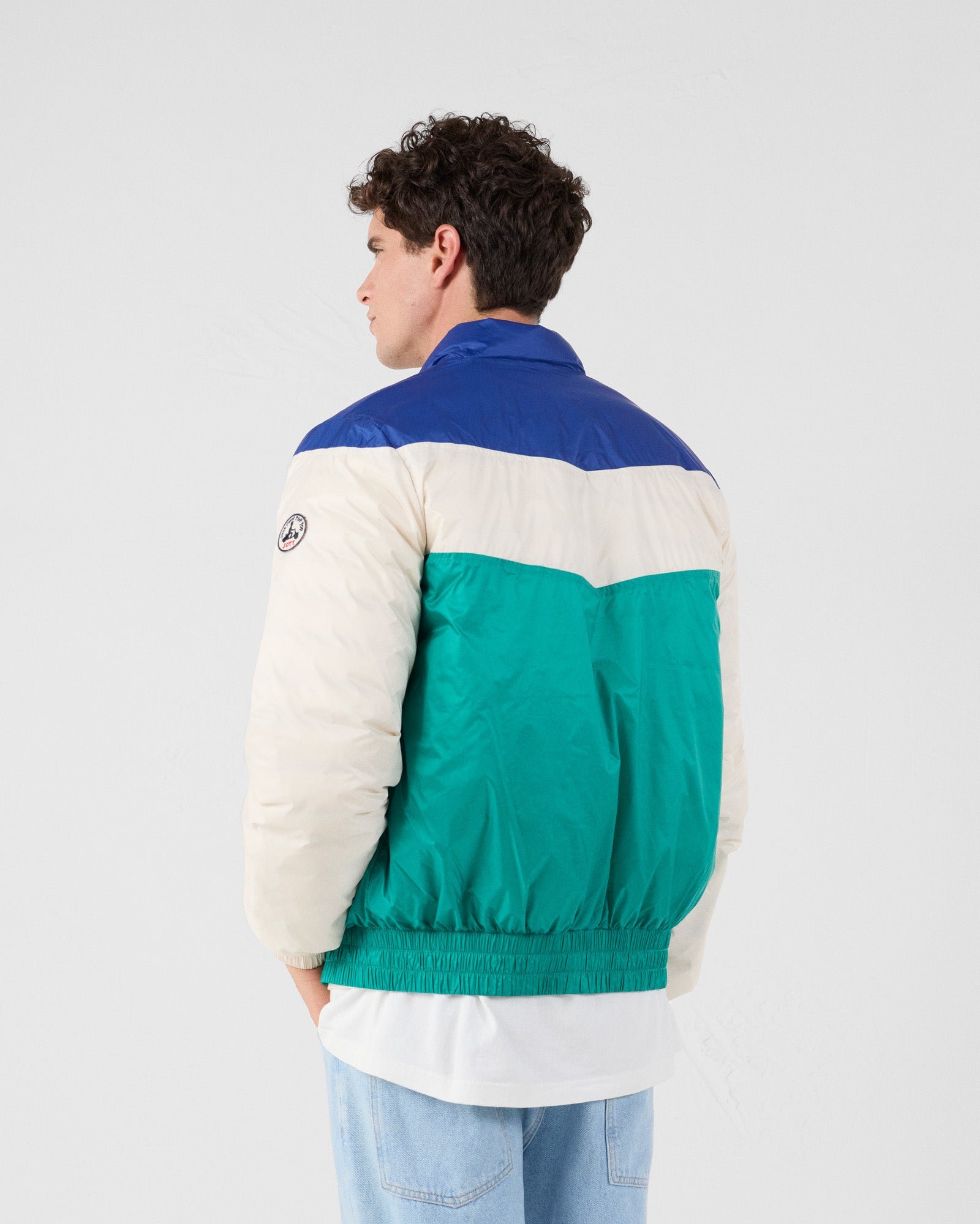 Puffer jacket in cobalt/persian green spirit joan. JOTT Blue