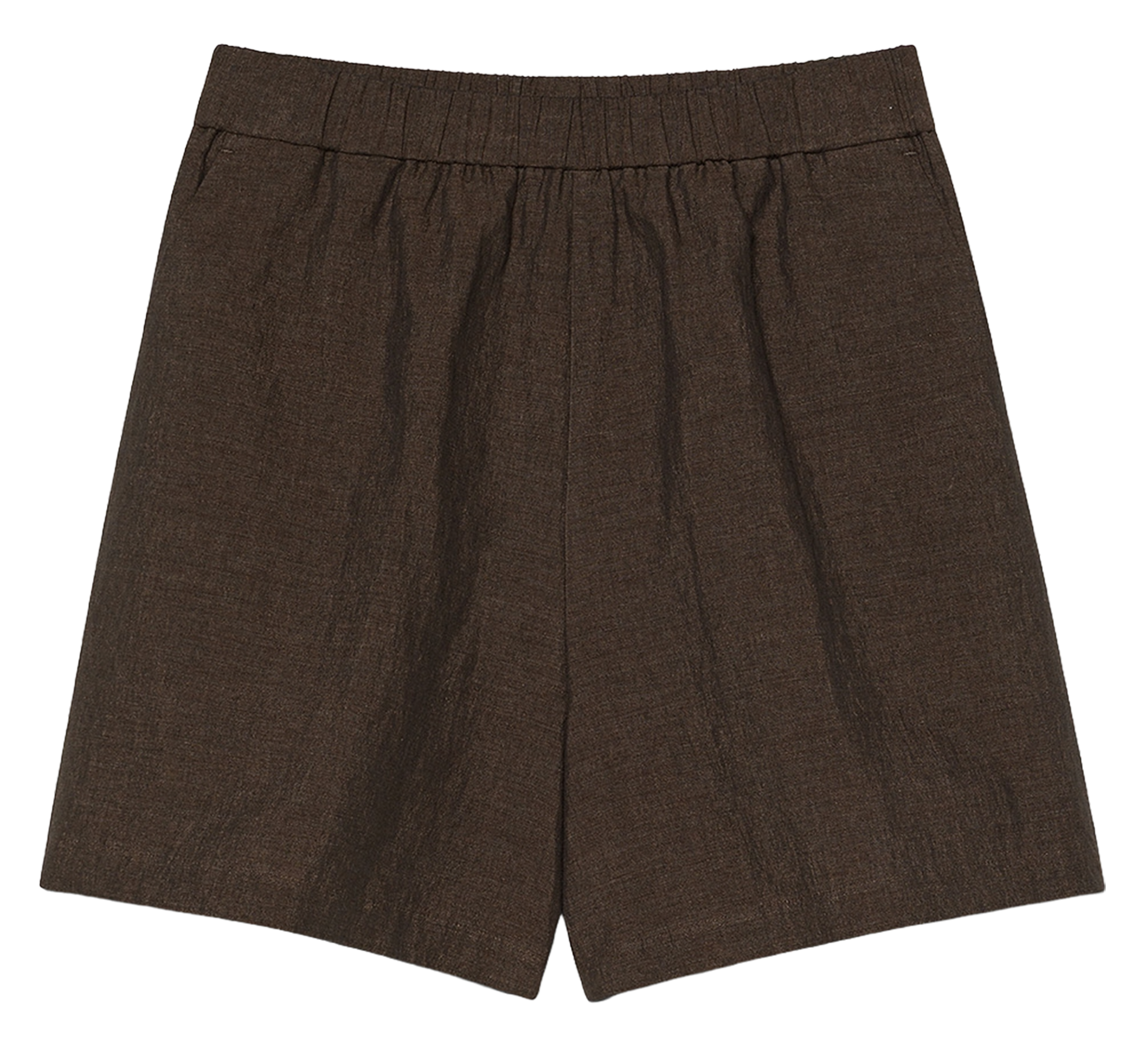 Short droit en lin et coton mélangé POMANDERE Marron