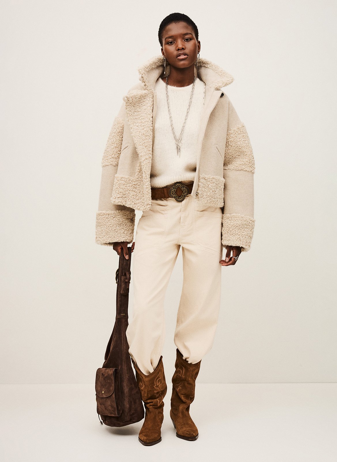 Korte jas met kraag en bonteffect BA&SH Beige