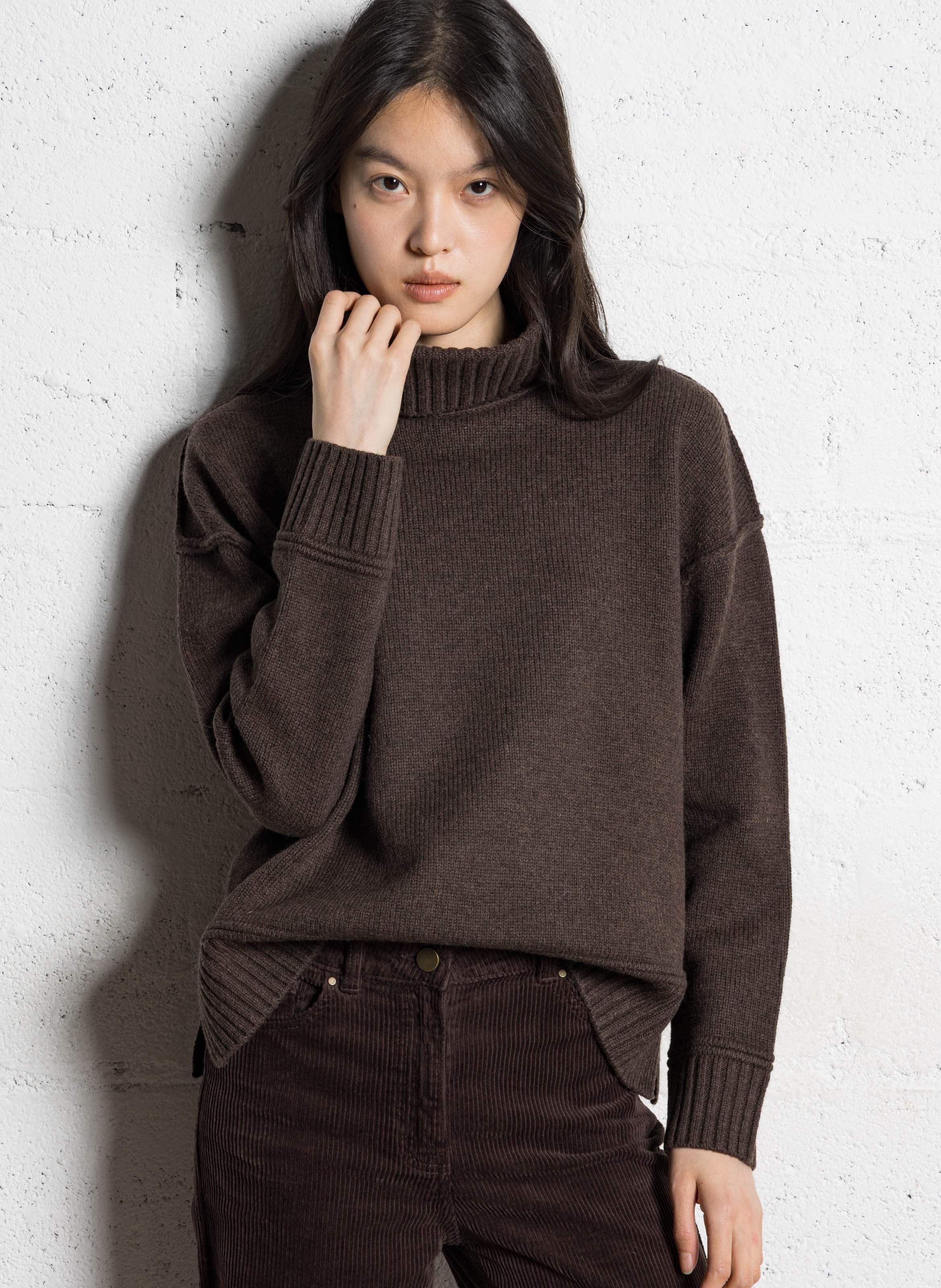 Pull ample col roulé en laine MAISON 123