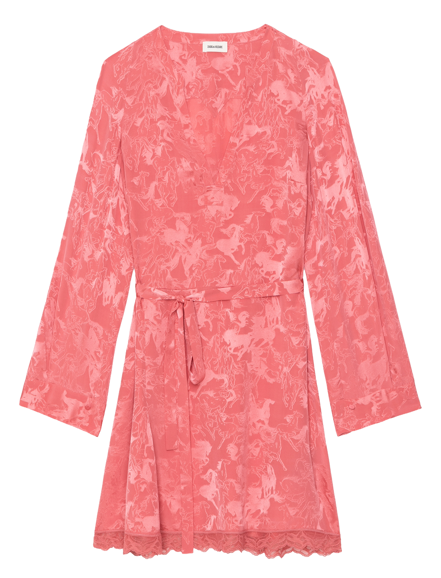 Short dress with a lingerie-inspired silk jacquard design ZADIG&VOLTAIRE Pink