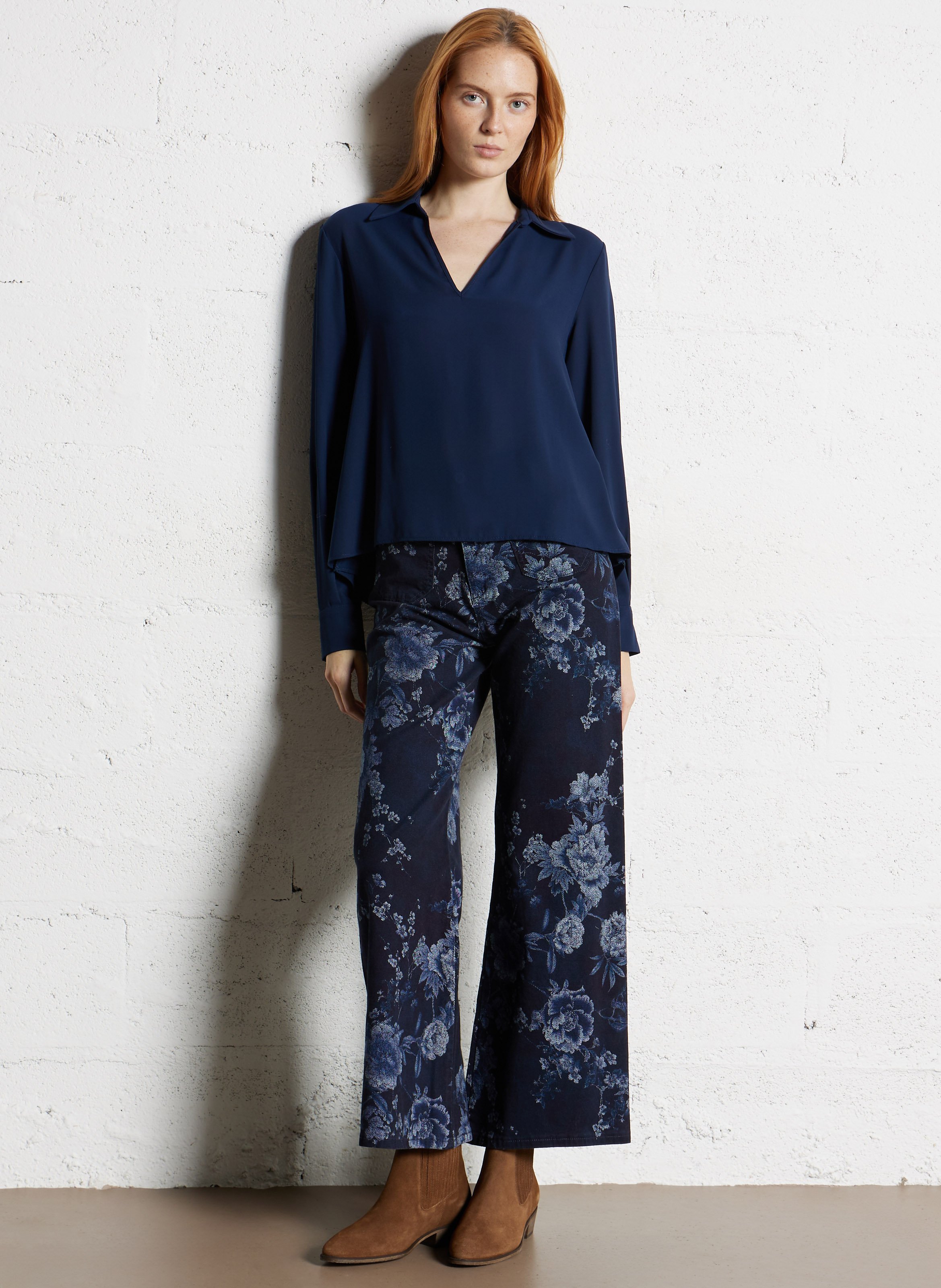 Blouse droite fluide PLEASE Bleu