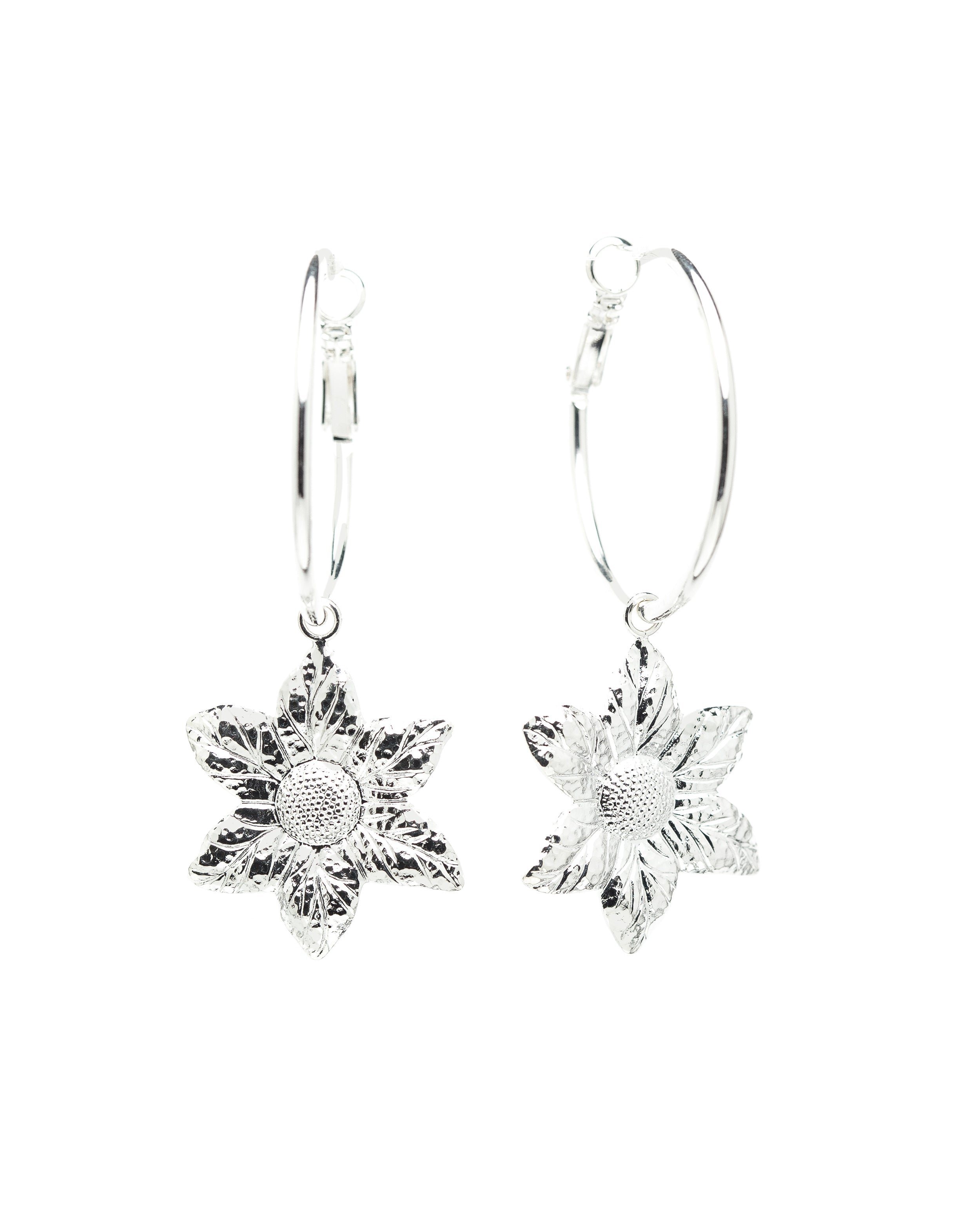 HESPÉRIS - small silver-plated flower hoop earrings MONSIEUR SIMONE Silver