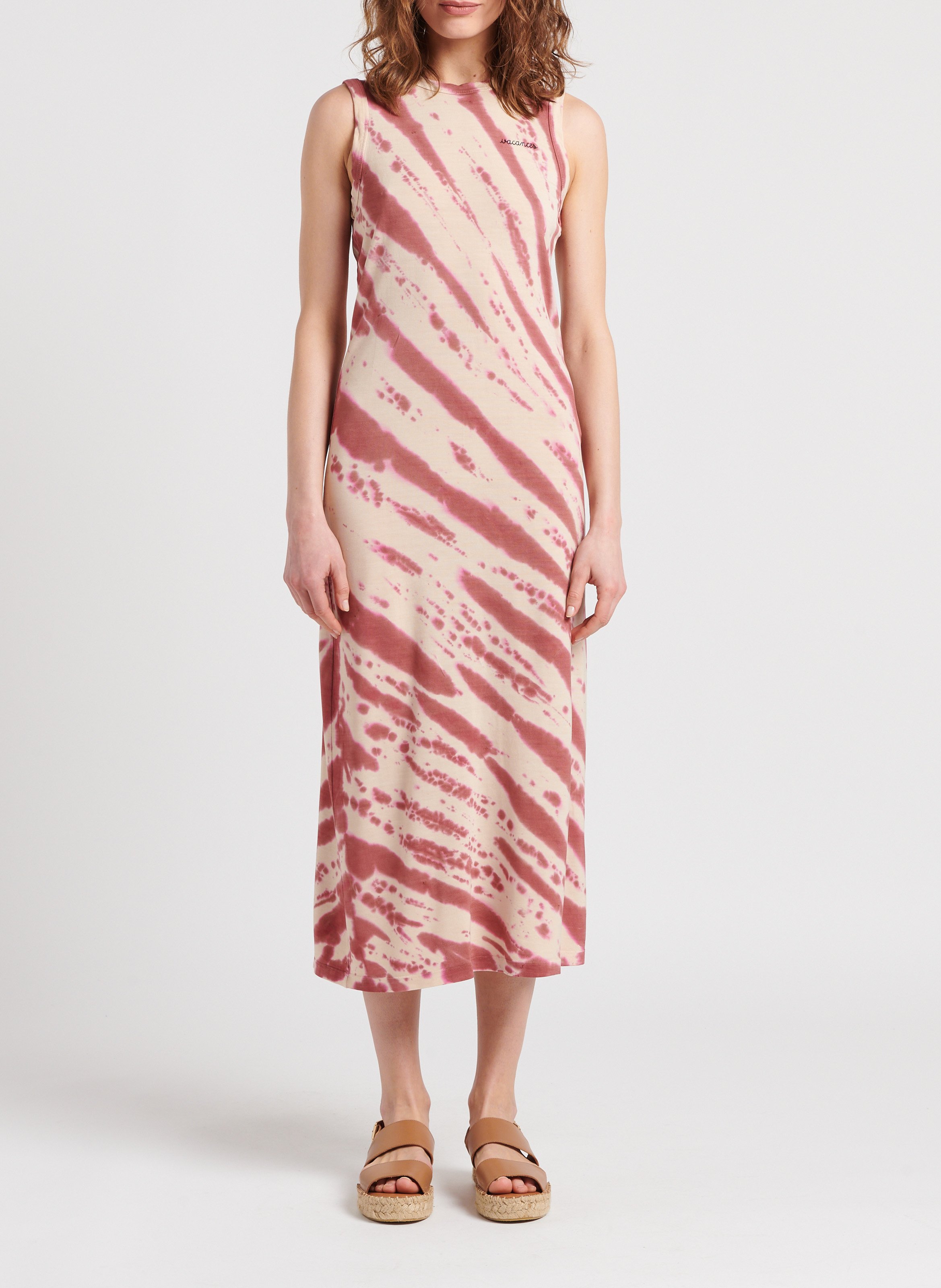 Lange, straight-fit jurk met ronde hals en print MAISON LABICHE Paars