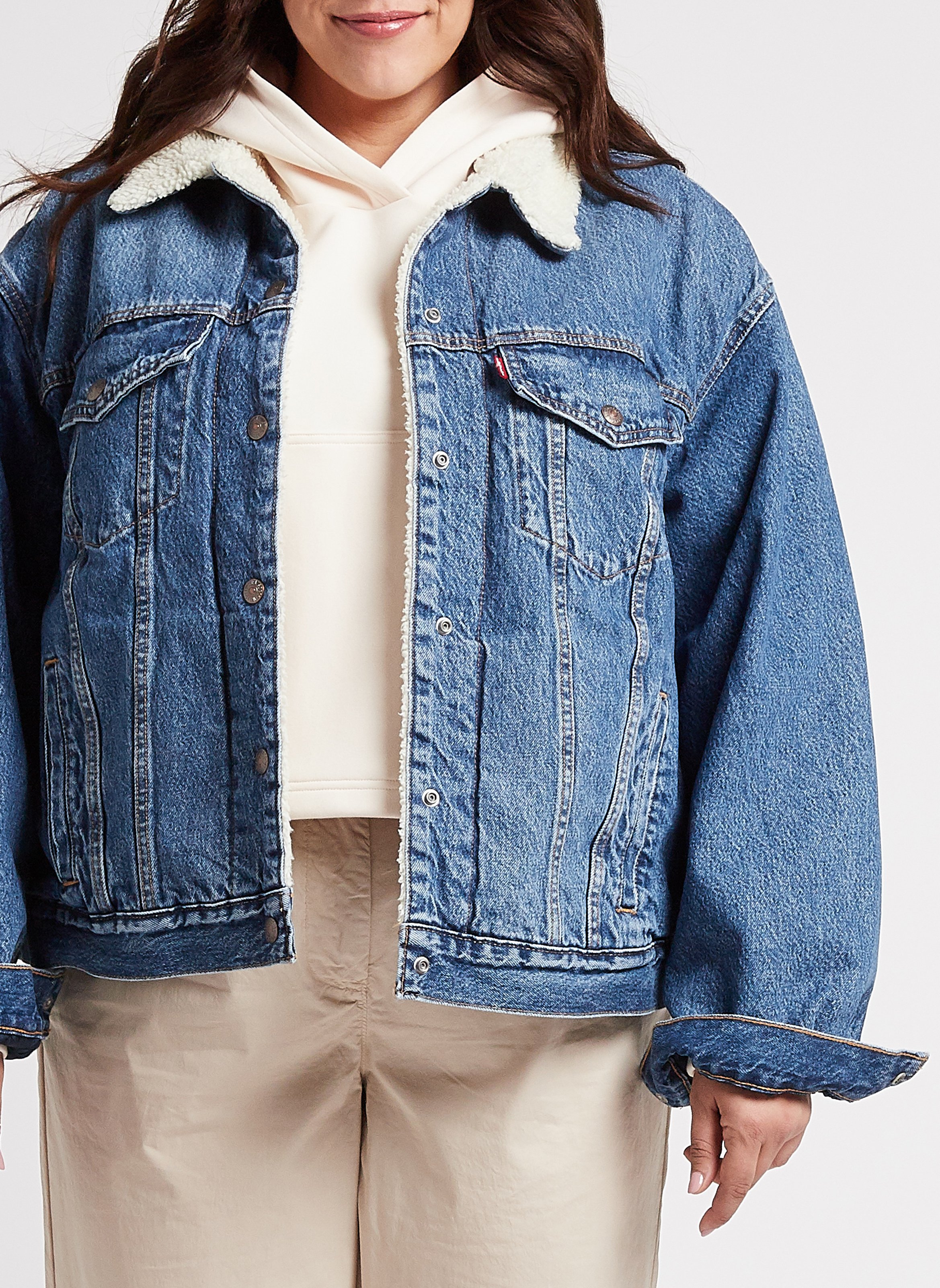 Veste en jean et fausse fourrure en coton LEVI'S Bleu