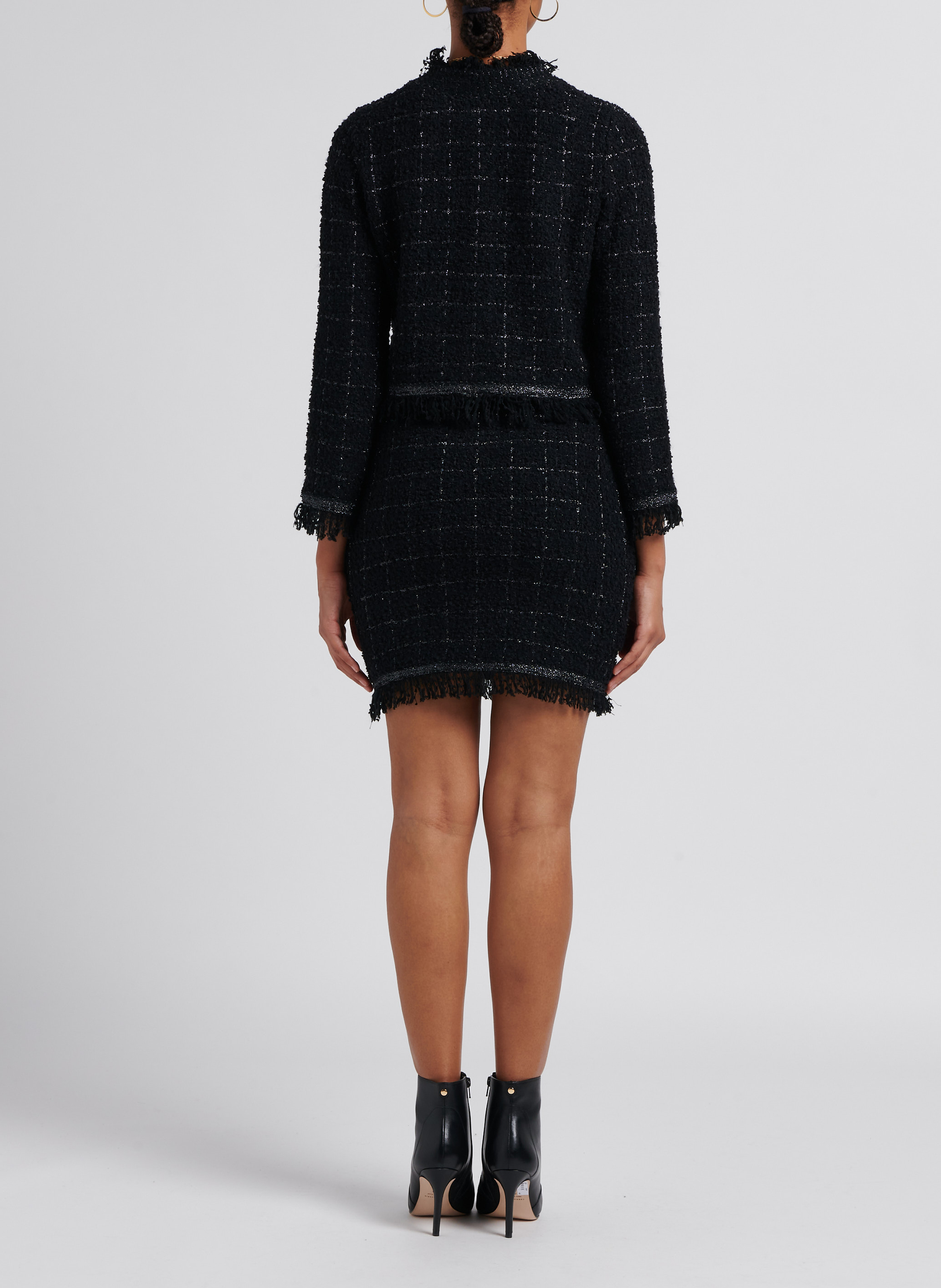 Korte, rechte rok met grove weeftextuur PINKO Zwart